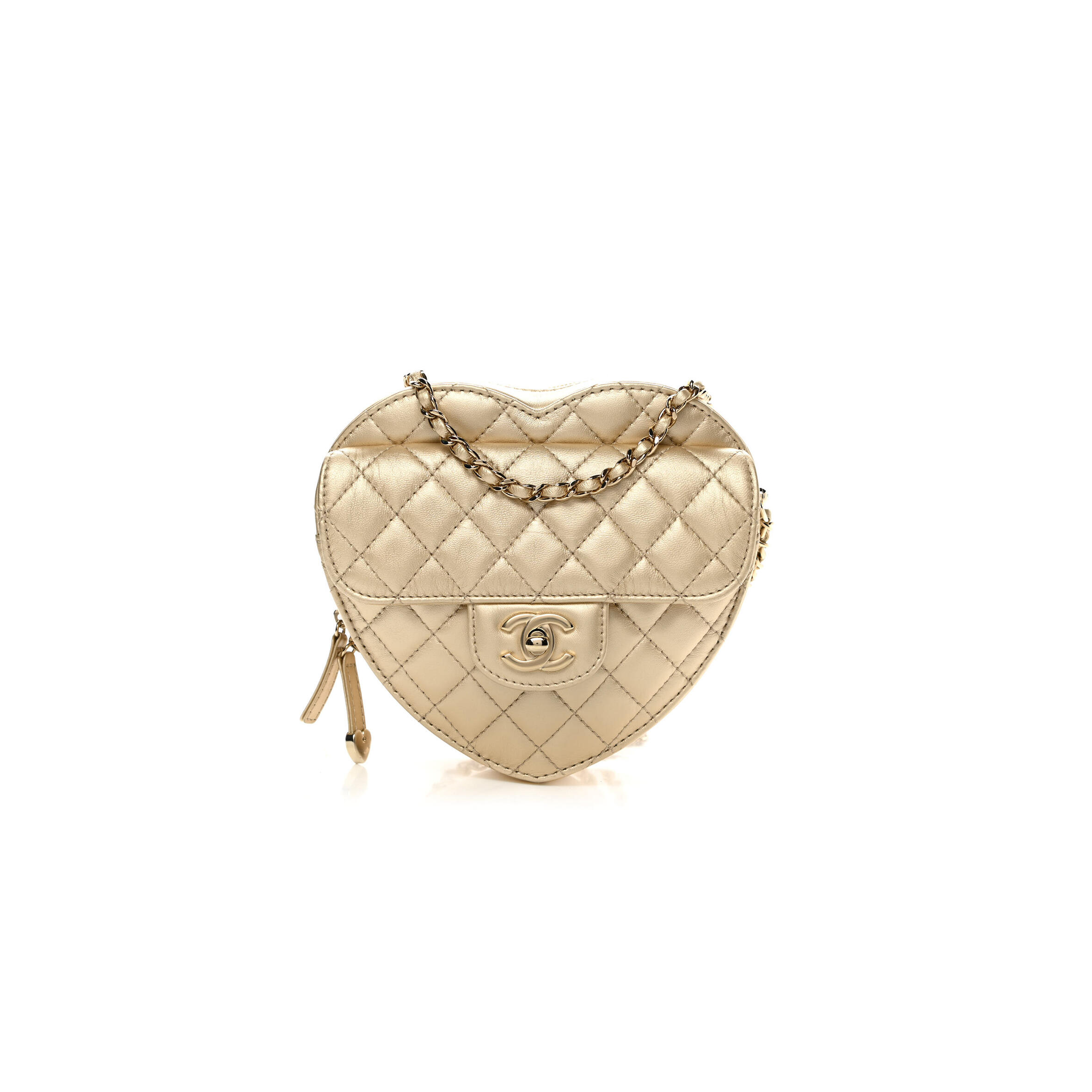 Ch**el HEART BAG LAMBSKIN IN GOLD AS5764 (19*17*5.5cm) Master Quality