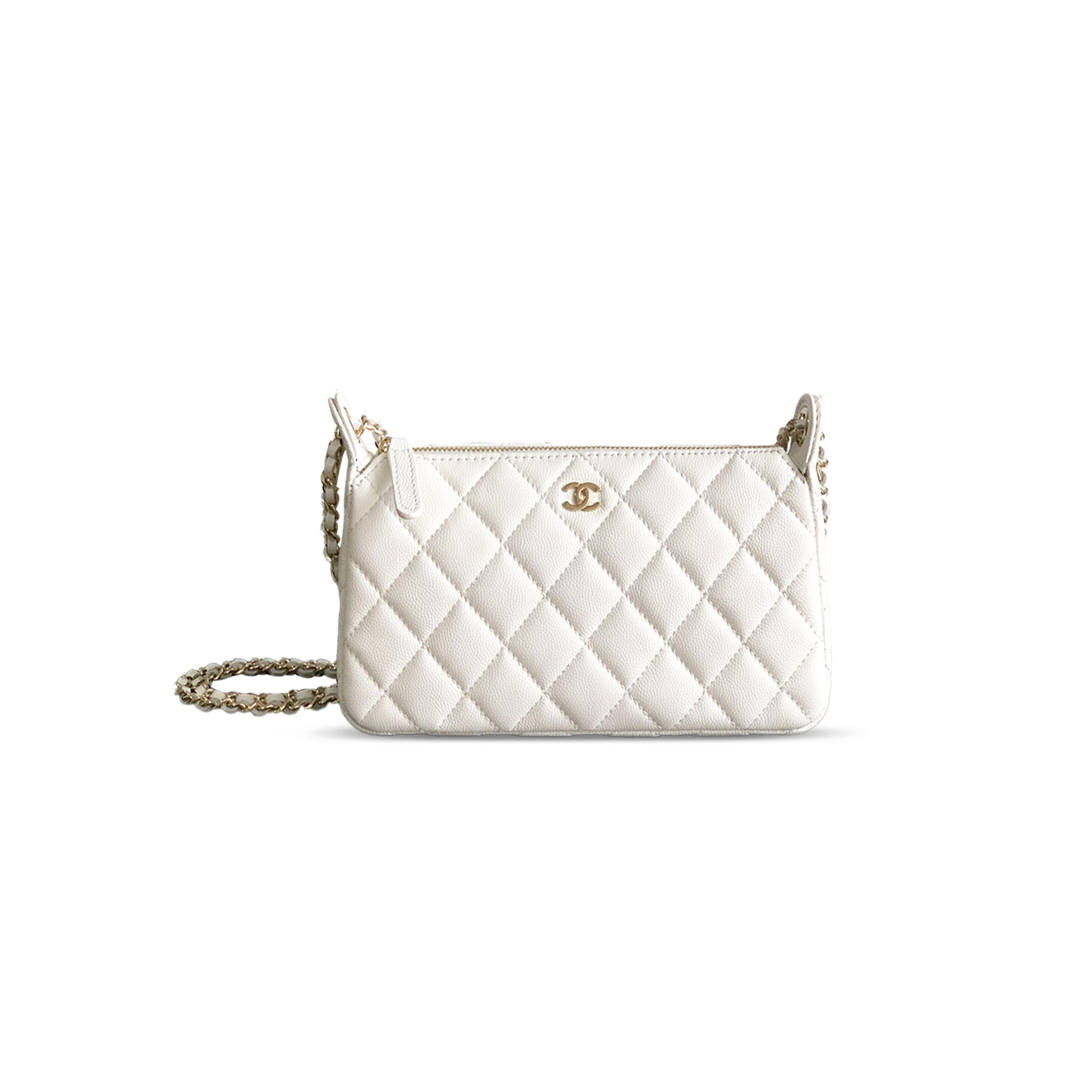 Ch**el GRAINED CALFSKIN 25B CLUTCH WITH CHAIN BAG IN WHITE 253910 (21*12*5.5.cm) Master Quality