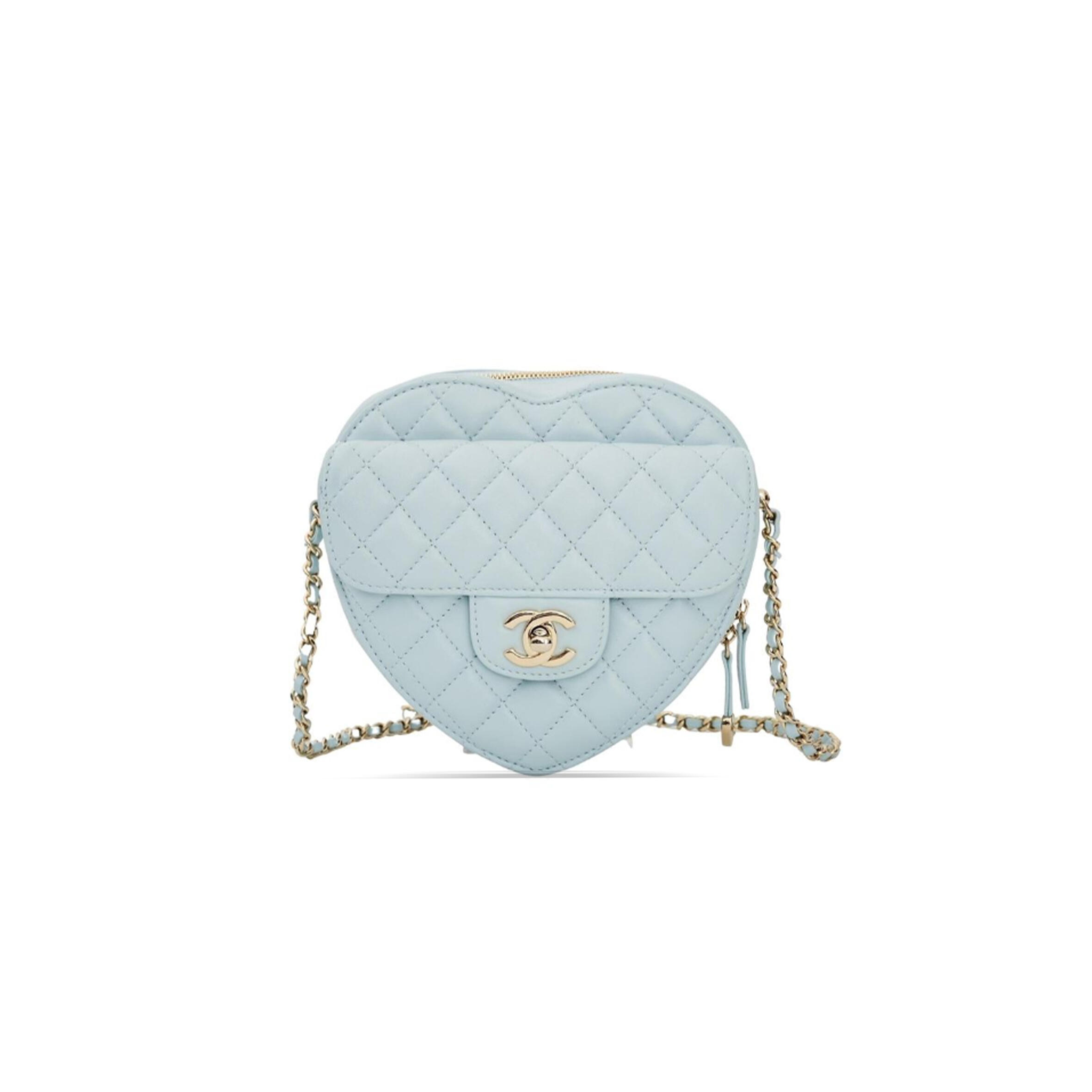 Ch**el HEART BAG LAMBSKIN IN SILVER BLUE AS3191(19*18*5.5cm) Master Quality