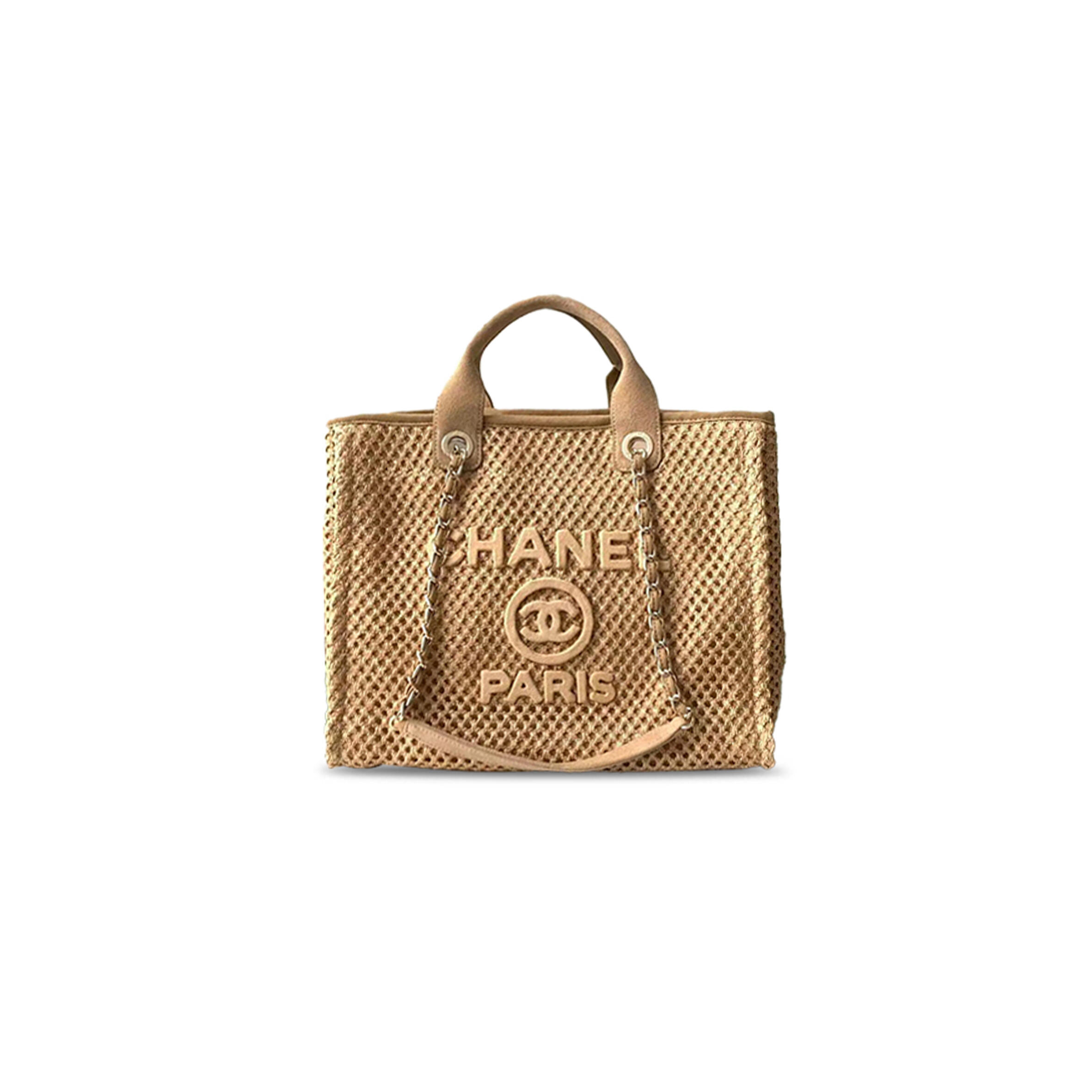 Ch**el BEIGE MIXED FIBERS LARGE DEAUVILLE TOTE AS66941 (38*28*20cm) Master Quality