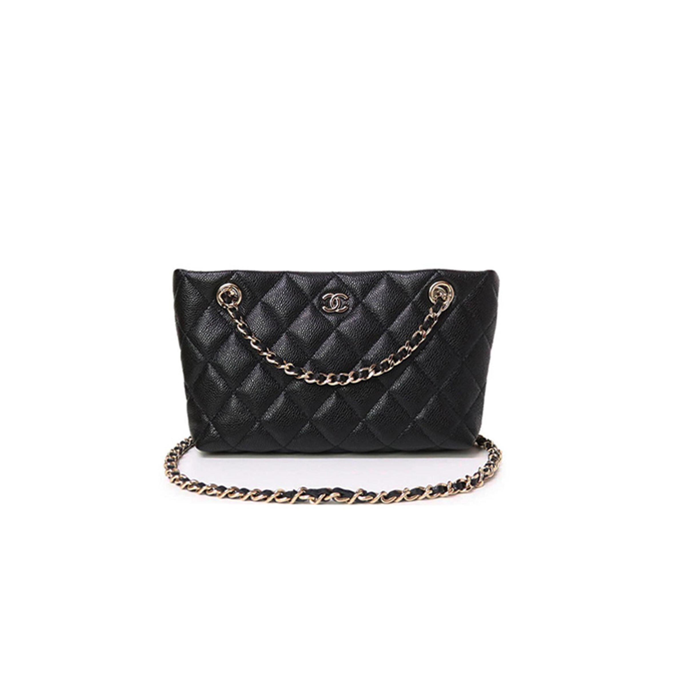 Ch**el TIMELESS CLASSICS LINE CHAIN CLUTCH BAG CAVIAR LEATHER (17.5*11.5*4cm) Master Quality