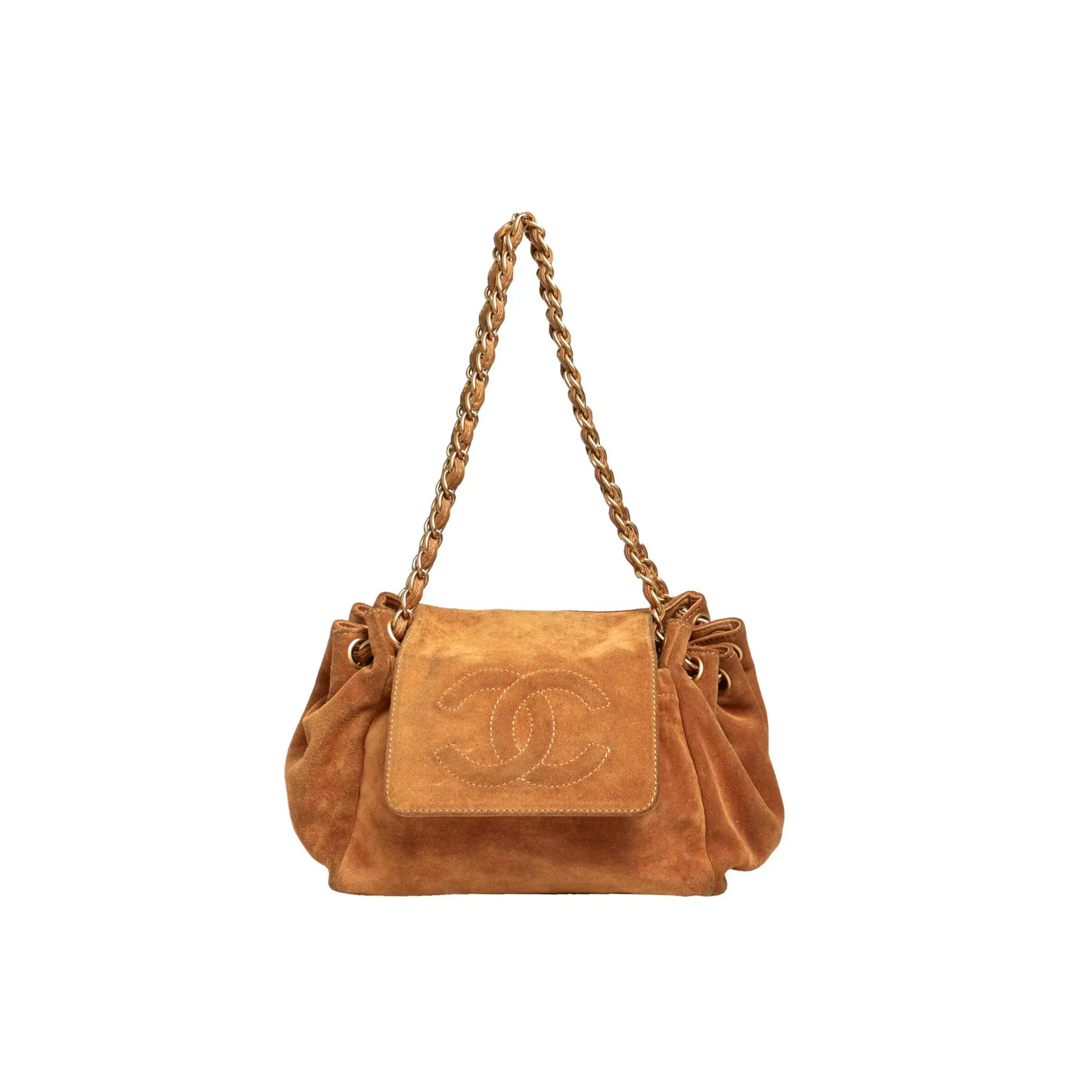 Ch**el CHAIN HAND BAG SUEDE BROWN 7430397 (33*23*10cm) Master Quality