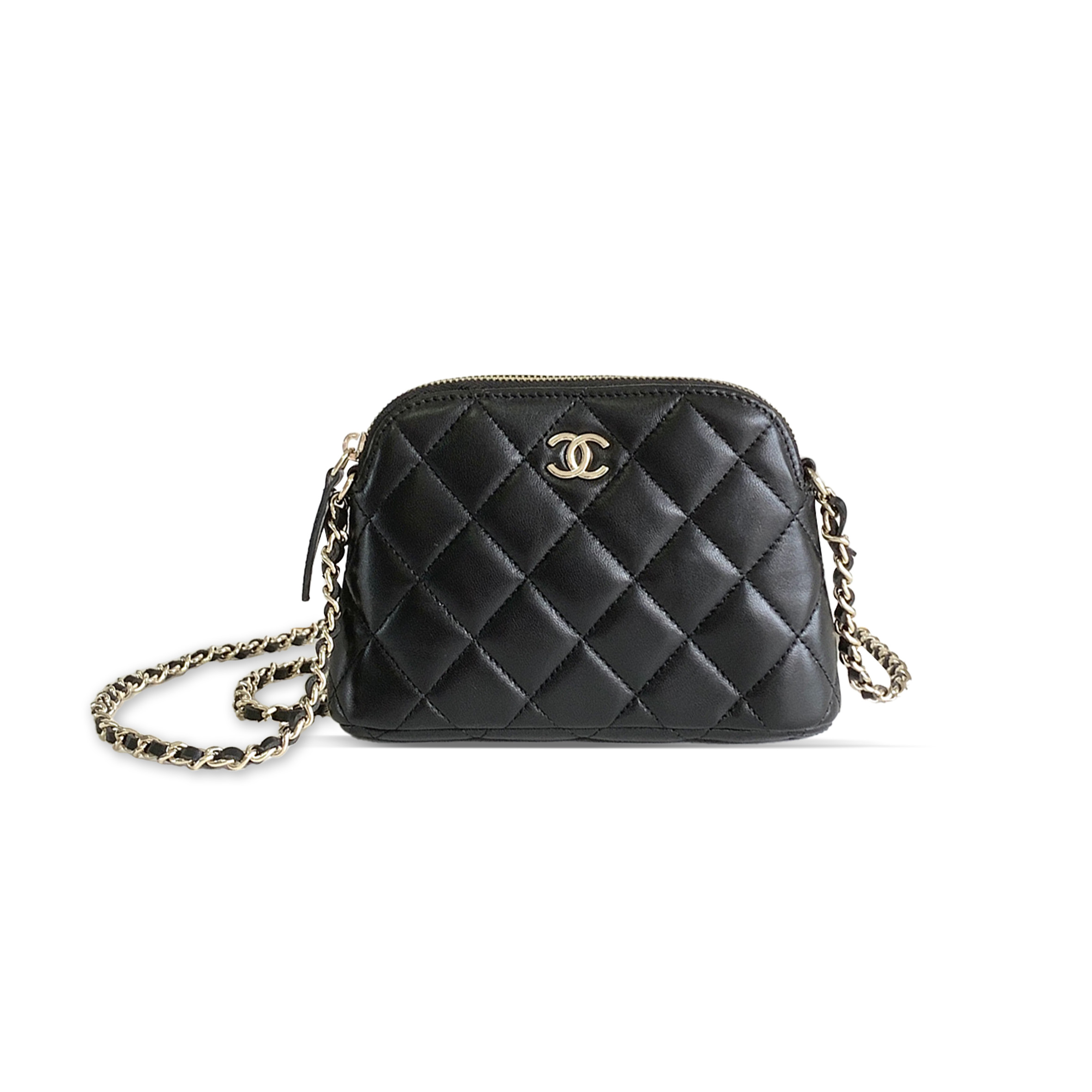 Ch**el LAMBSKIN QUILTED CLASSIC CLUTCH WITH CHAIN BLACK AP4000 (16*11*2.5cm) Master Quality