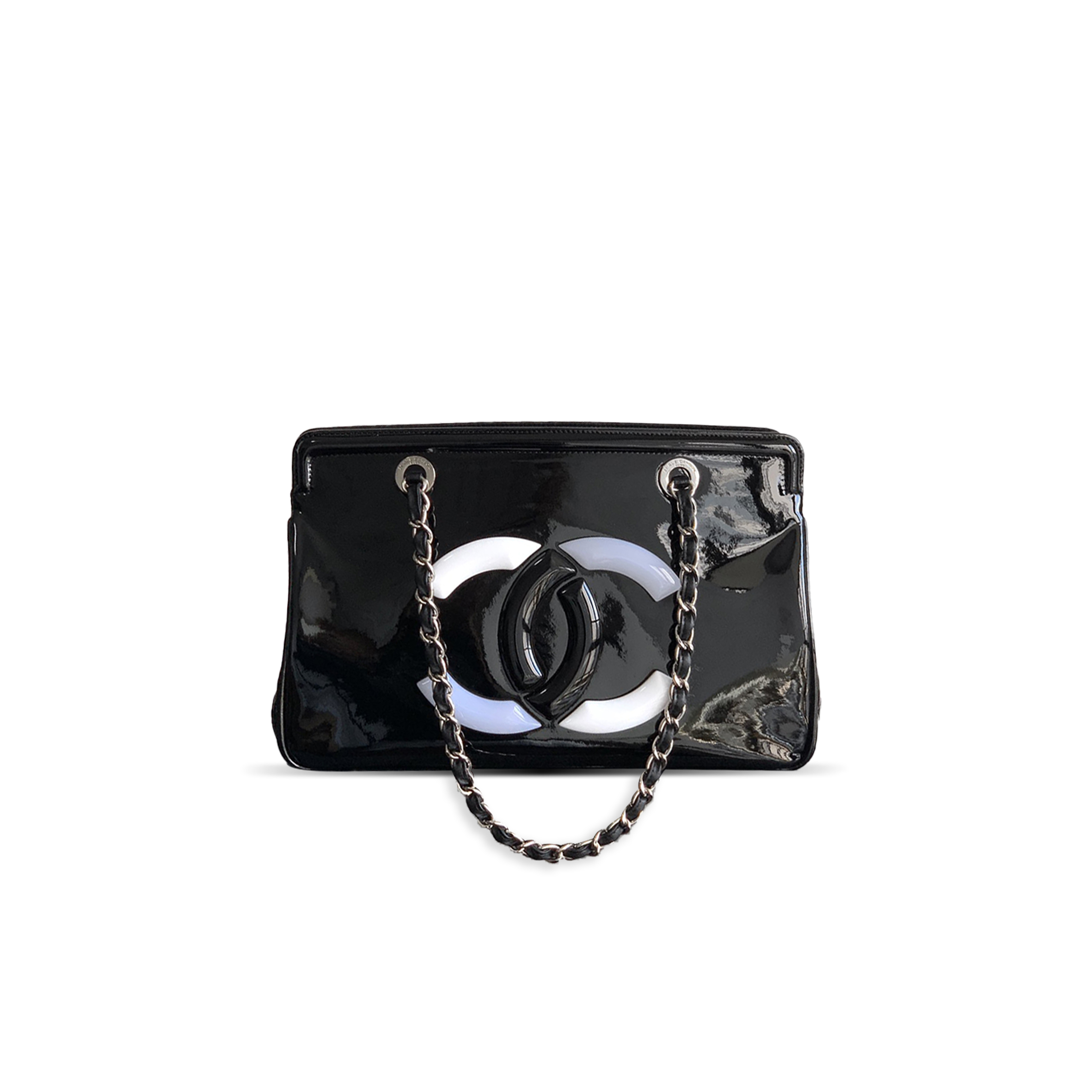 Ch**el COW PATENT LEATHER TOTE BLACK (33*32*12.5cm) Master Quality