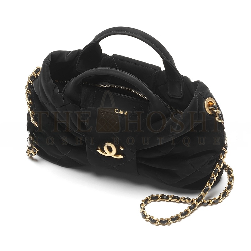 Ch**el MINI BOW BAG VELVET-EFFECT NYLON AS5849 02 (26*18*5cm) Master Quality