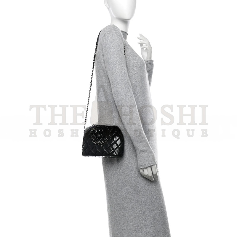 Ch**el SHINY LAMBSKIN QUILTED SHINY COCO CLUTCH WITH CHAIN BLACK (15*12*5cm) Master Quality