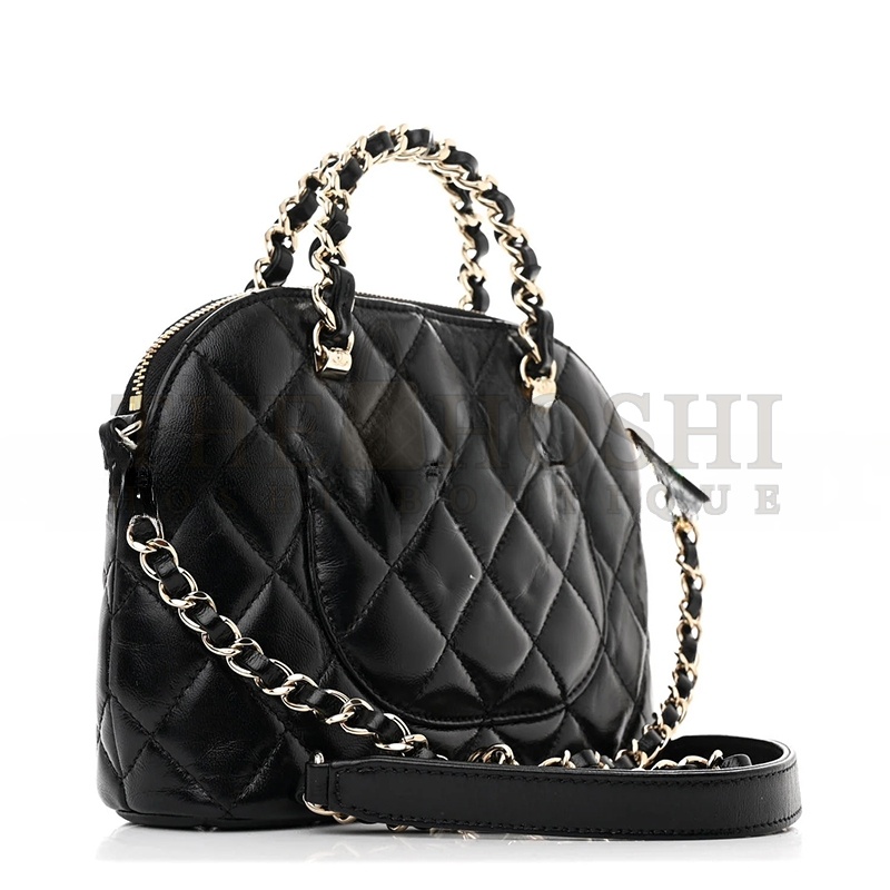 Ch**el SHINY LAMBSKIN QUILTED SHINY COCO CLUTCH WITH CHAIN BLACK (15*12*5cm) Master Quality