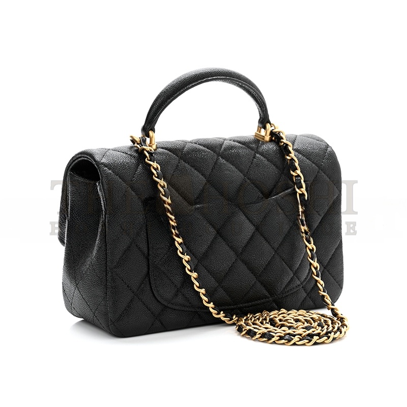 Ch**el CAVIAR QUILTED MINI TOP HANDLE FLAP 1161131 (20*12*7cm) Master Quality
