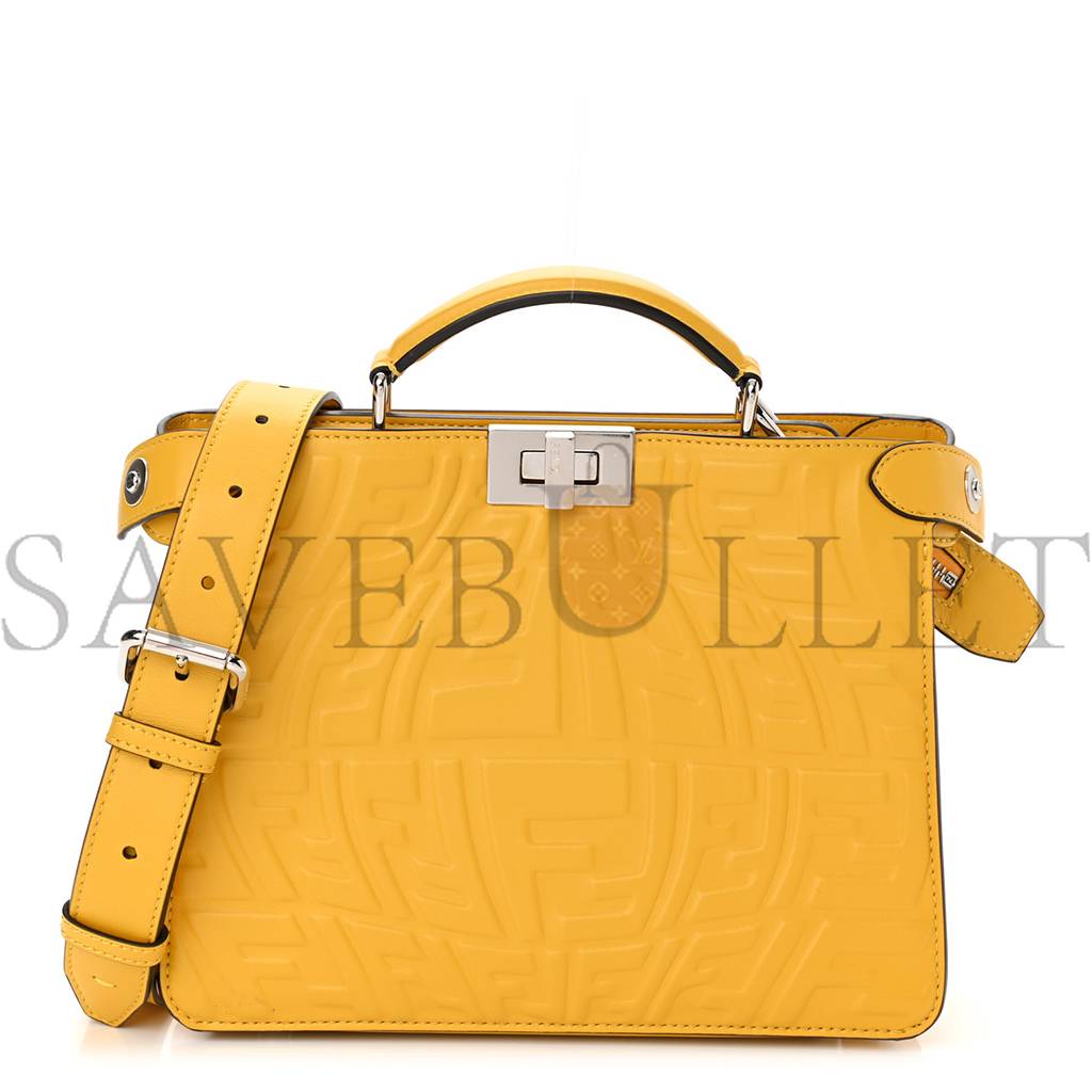 F**di X SARAH COLEMAN NAPPA FF FISH EYE EMBOSSED MINI PEEKABOO I SEE U SATCHEL MIMOSA (25*20*9cm) Master Quality
