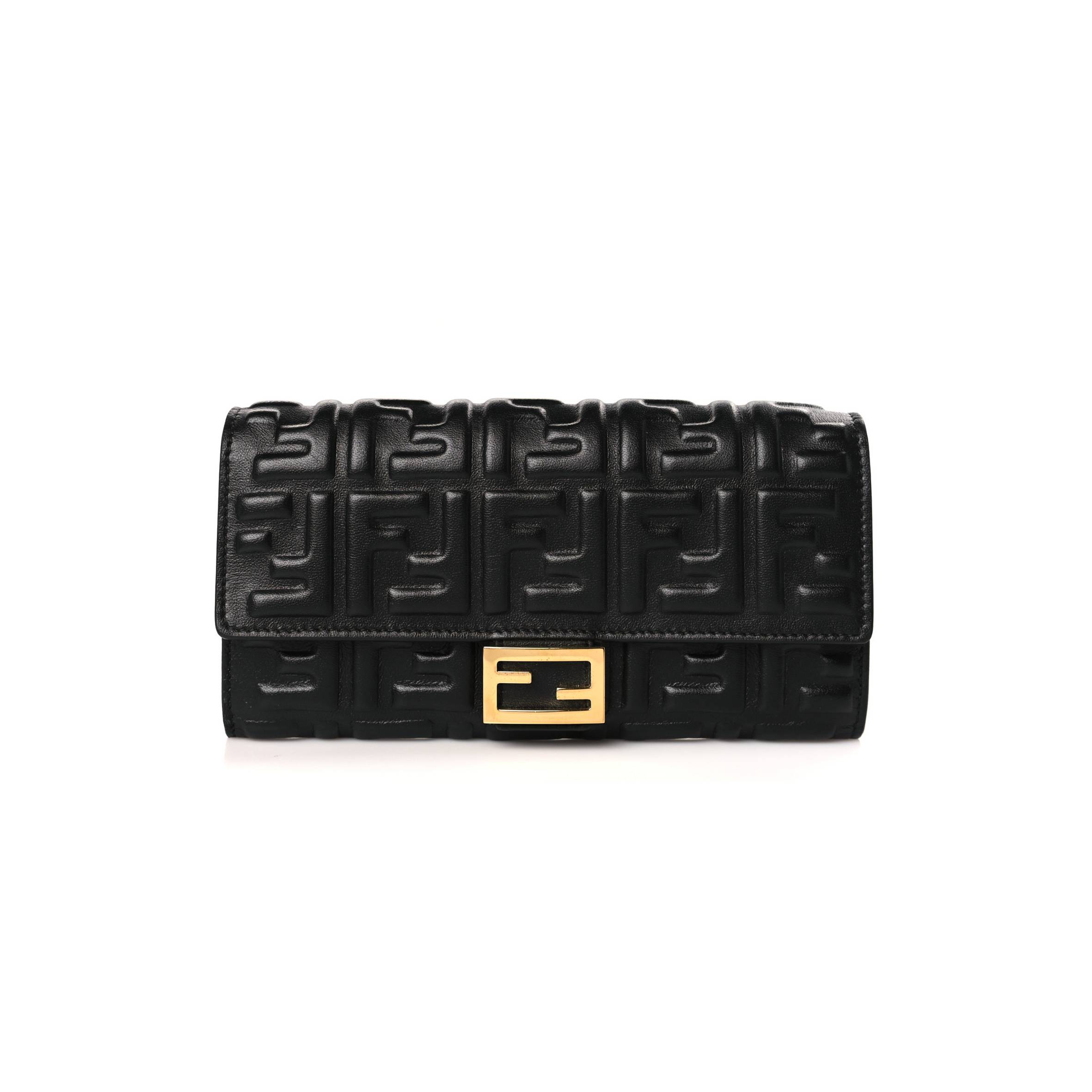 F**di NAPPA FF EMBOSSED CONTINENTAL WALLET BLACK (19*10*3cm) Master Quality