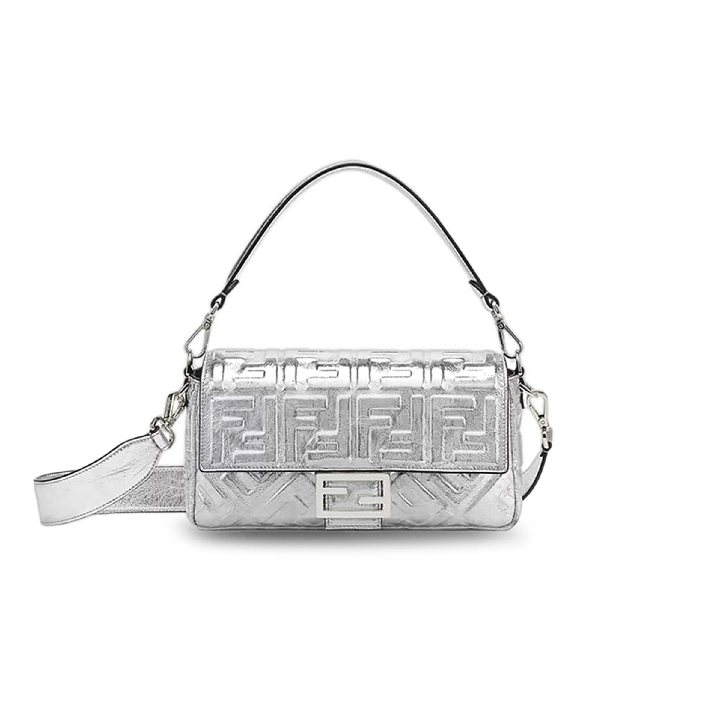 F**di BAGUETTE MEDIUM SILVER BAG (27*15*6cm) Master Quality