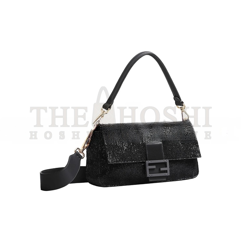 F**di BEADED BAGUETTE BLACK SHOULDER BAG 8BR600AM2LF0KUR (27*15*6cm) Master Quality
