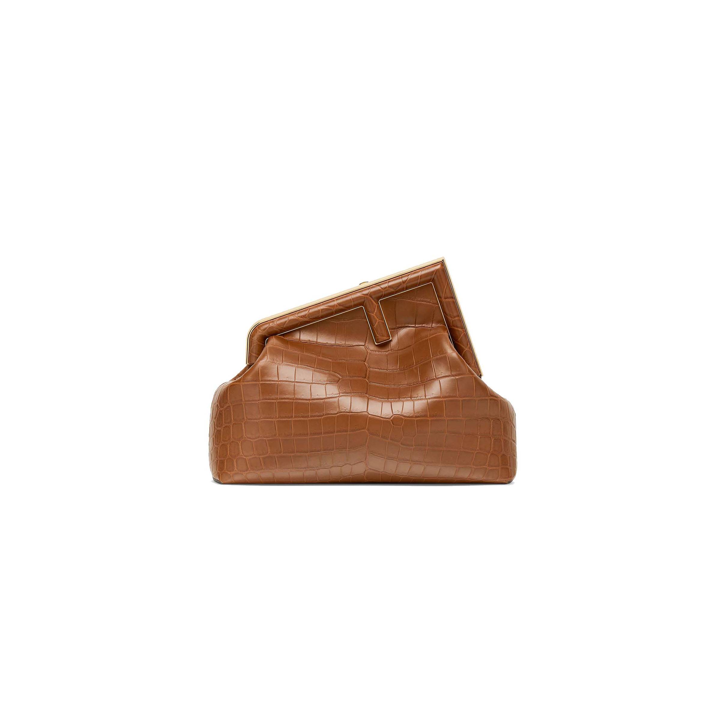 F**di FIRST MEDIUM - BROWN CROCODILE LEATHER BAG 8BP127AGXTF0L1A (32.5*23.5*15cm) Master Quality