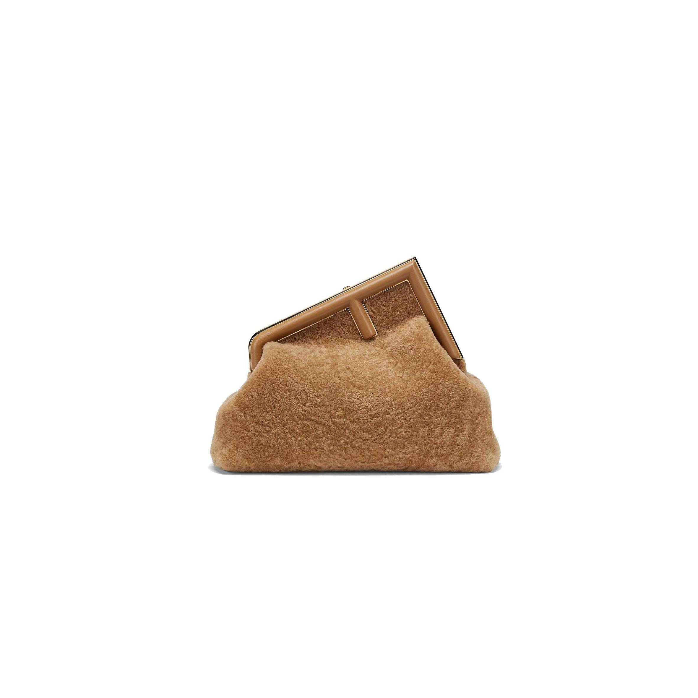 F**di FIRST MEDIUM - BEIGE SHEEPSKIN BAG 8BP127AHNAF0J2D (32.5*23.5*15cm) Master Quality