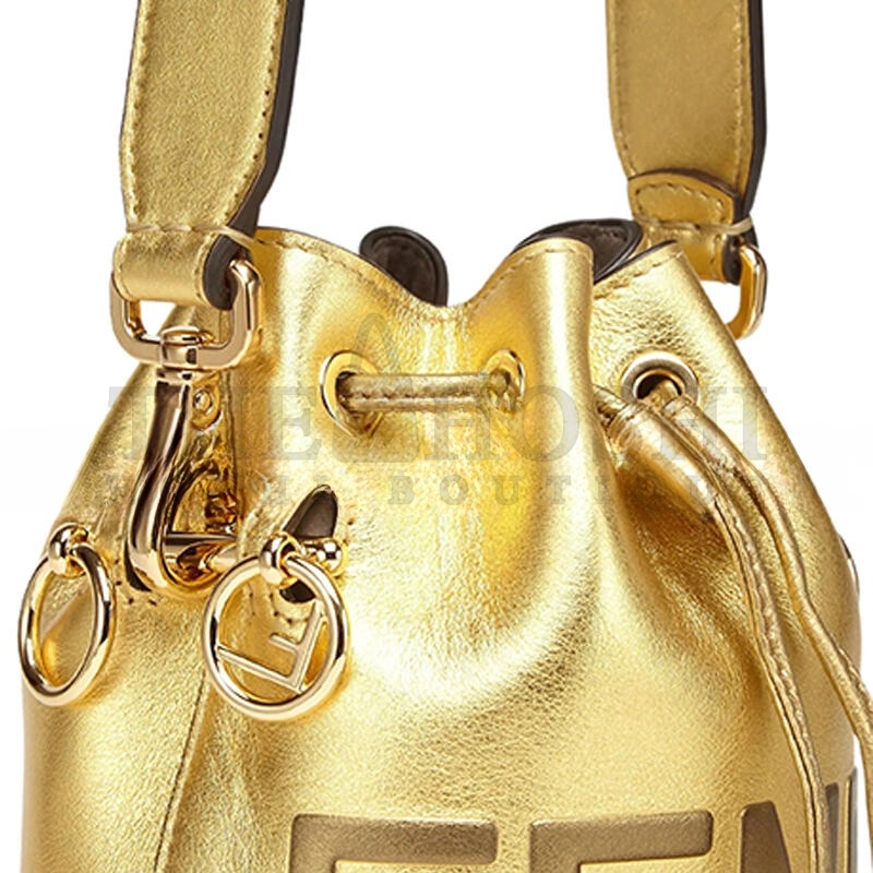 F**di MON TRESOR MINI LEATHER BUCKET BAG IN GOLD 8BS010AK61F1GNN (18*12*10m) Master Quality