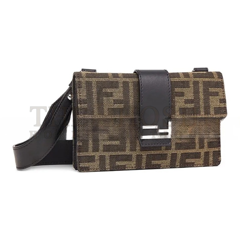 F**di BAGUETTE CONVERTIBLE POUCH ZUCCA CANVAS BROWN 7M0295A9ZLF0L3T (17*10*2cm) Master Quality