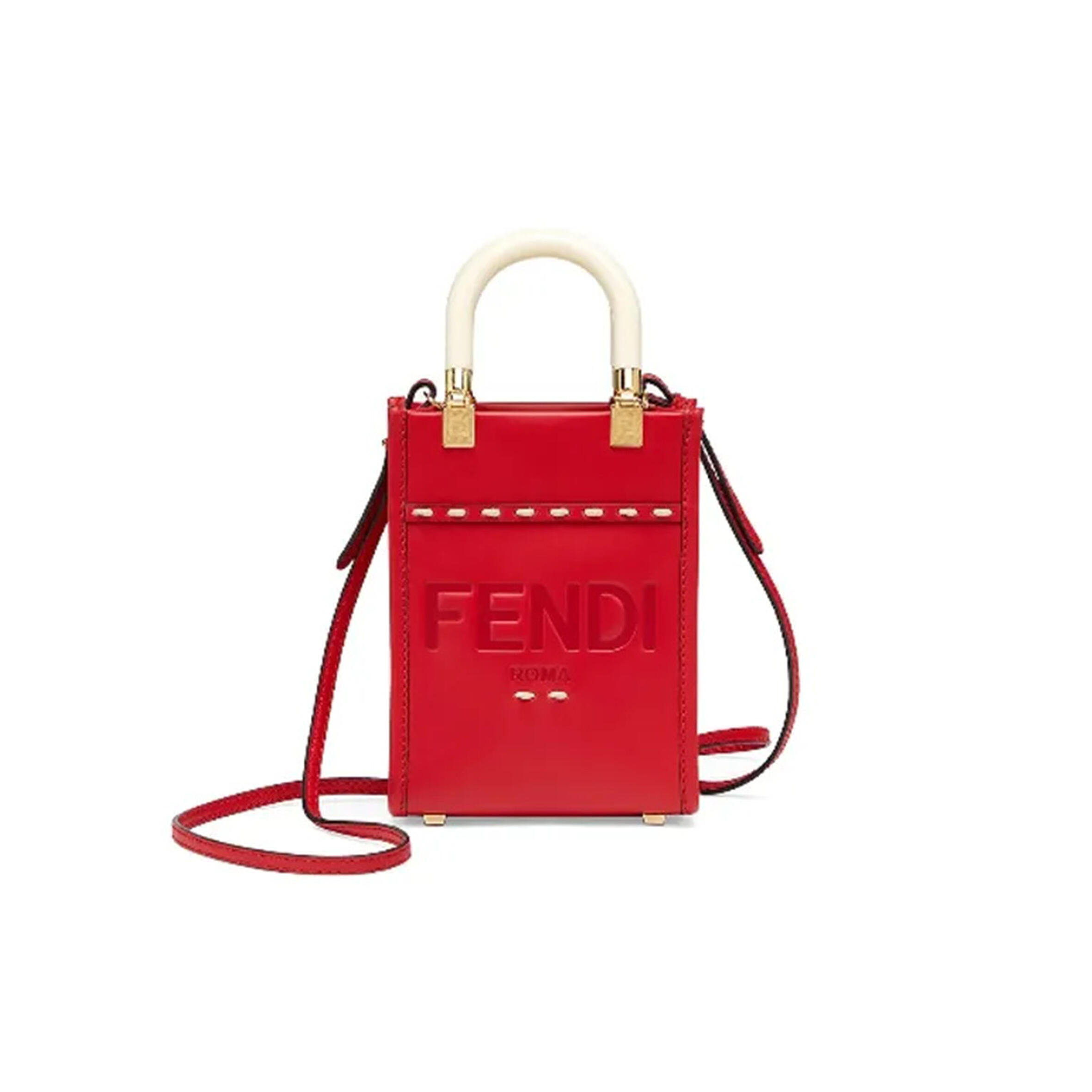 F**di VITELLO KING PLEXIGLASS MINI F**di SUNSHINE SHOPPER TOTE FUOCO 8BS051AHNVF0XVW (18*13*6.5cm) Master Quality