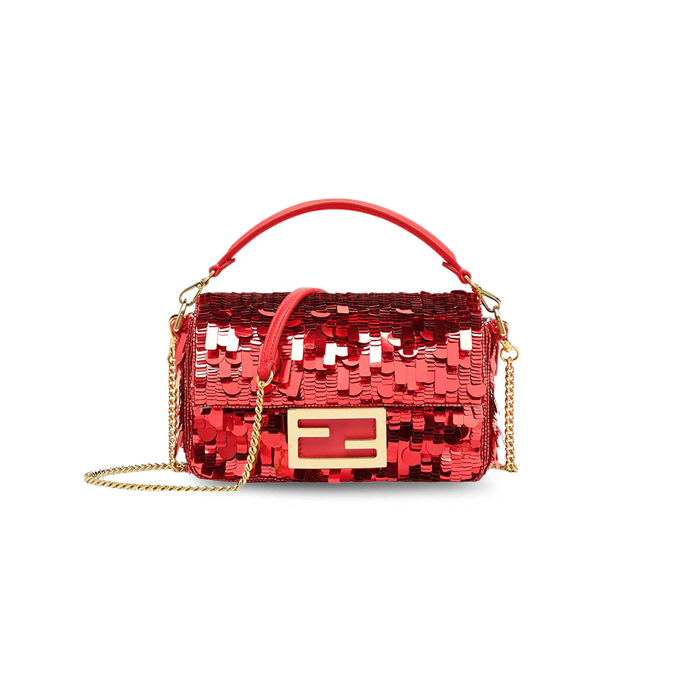 F**di SEQUIN PAILLETTES VITELLO GRACE SEX AND THE CITY MINI BAGUETTE MATTONE 8BS017AMP0F0V3L (19*11.5*4cm) Master Quality