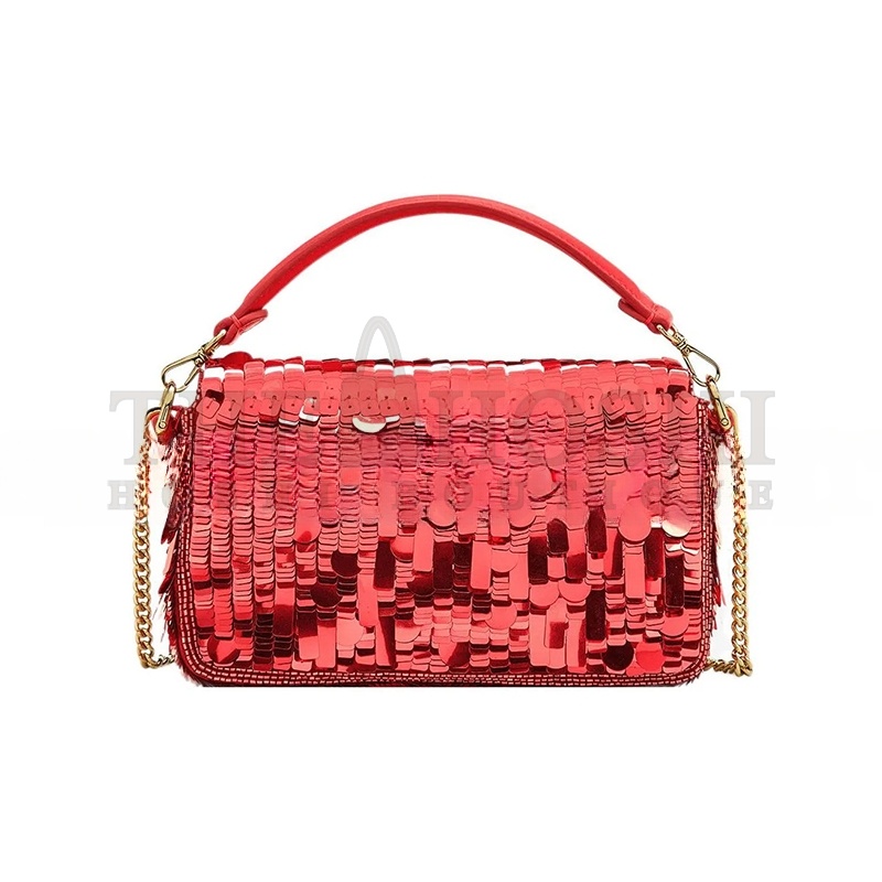 F**di SEQUIN PAILLETTES VITELLO GRACE SEX AND THE CITY MINI BAGUETTE MATTONE 8BS017AMP0F0V3L (19*11.5*4cm) Master Quality