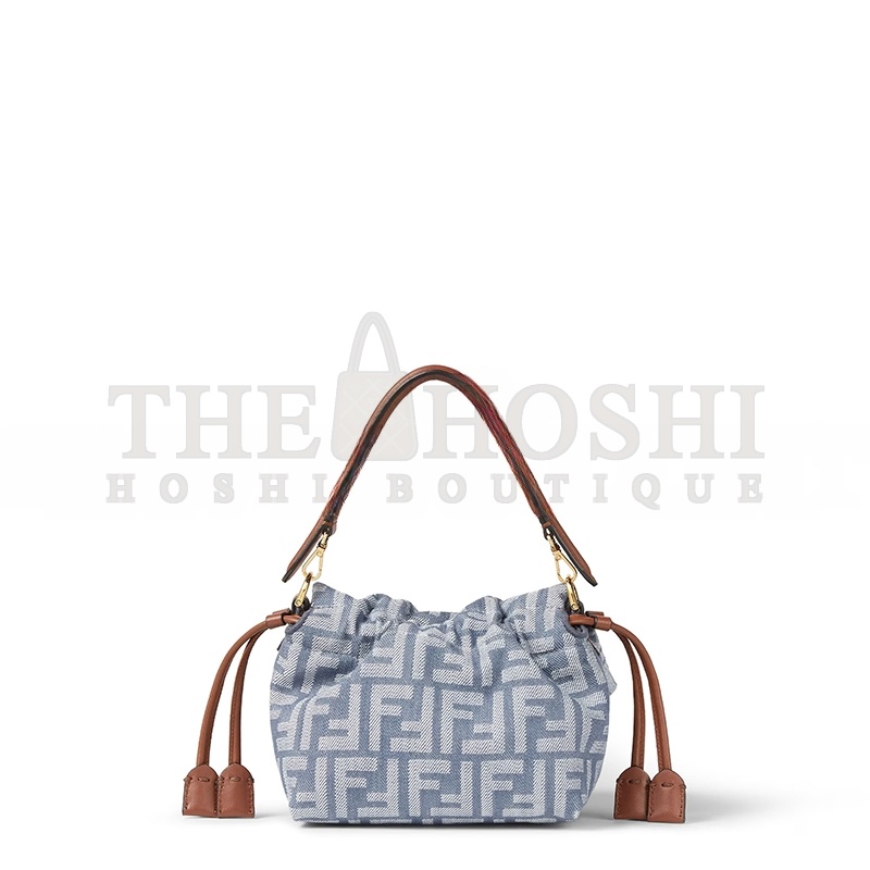 F**di MAMMA BAGUETTE SMALL BLUE DENIM-EFFECT FF JACQUARD MINI-BAG 8BS105AV5WF1SXQ (16*13*10cm) Master Quality