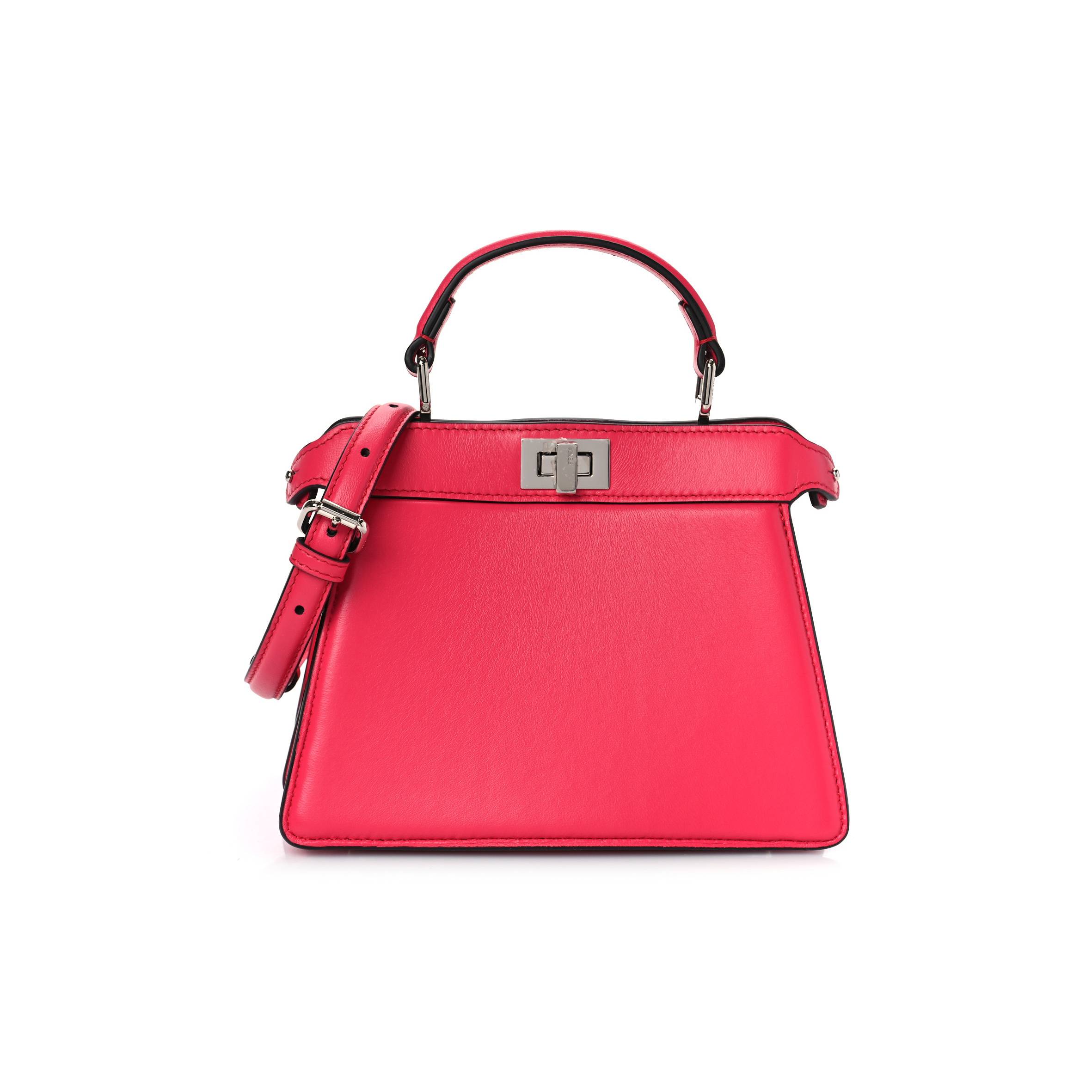 F**di SHINY NAPPA PETITE PEEKABOO I SEE U SATCHEL LAMPONE (20*15*10cm) Master Quality