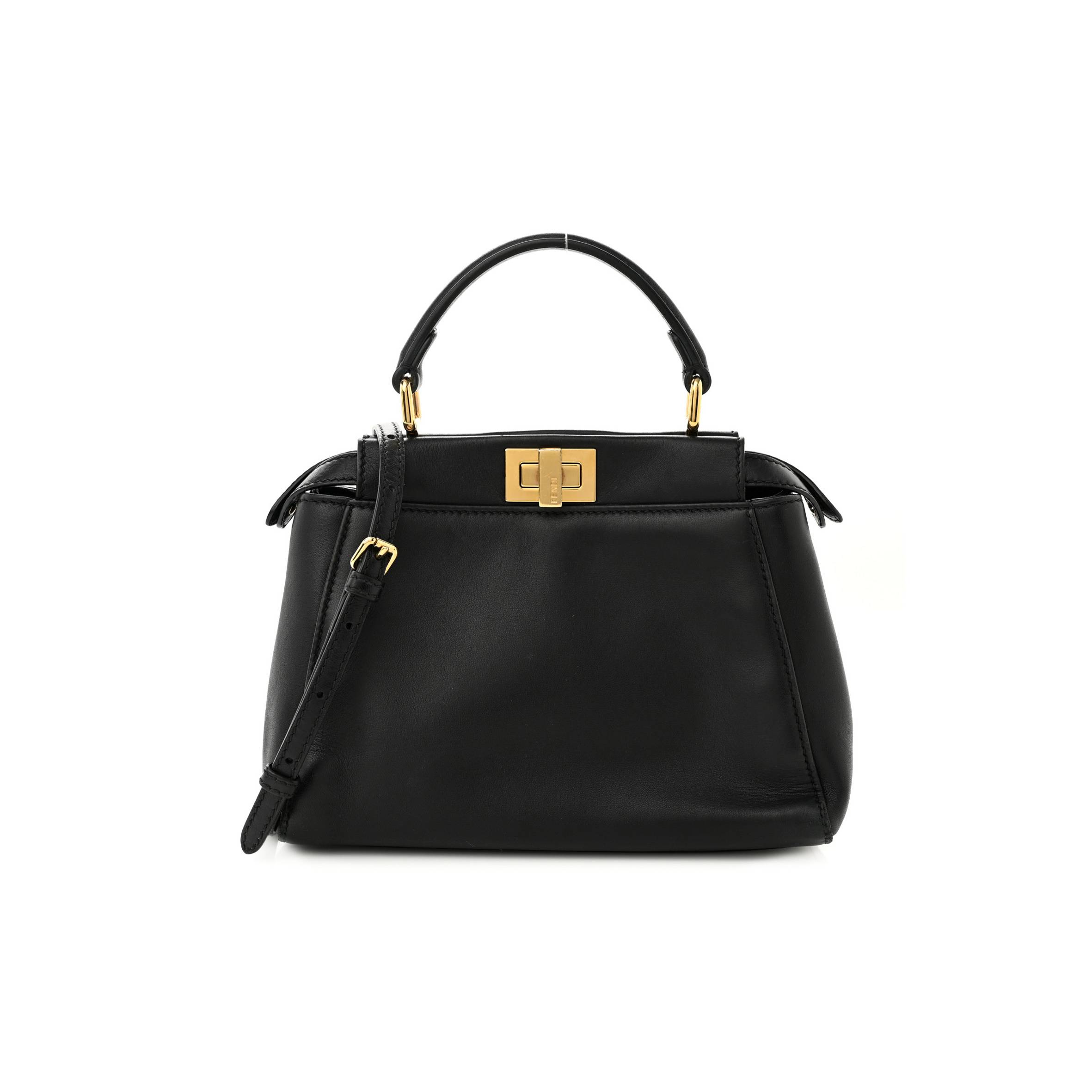 F**di NAPPA MINI PEEKABOO ICONIC SATCHEL BLACK (23*19*11cm) Master Quality