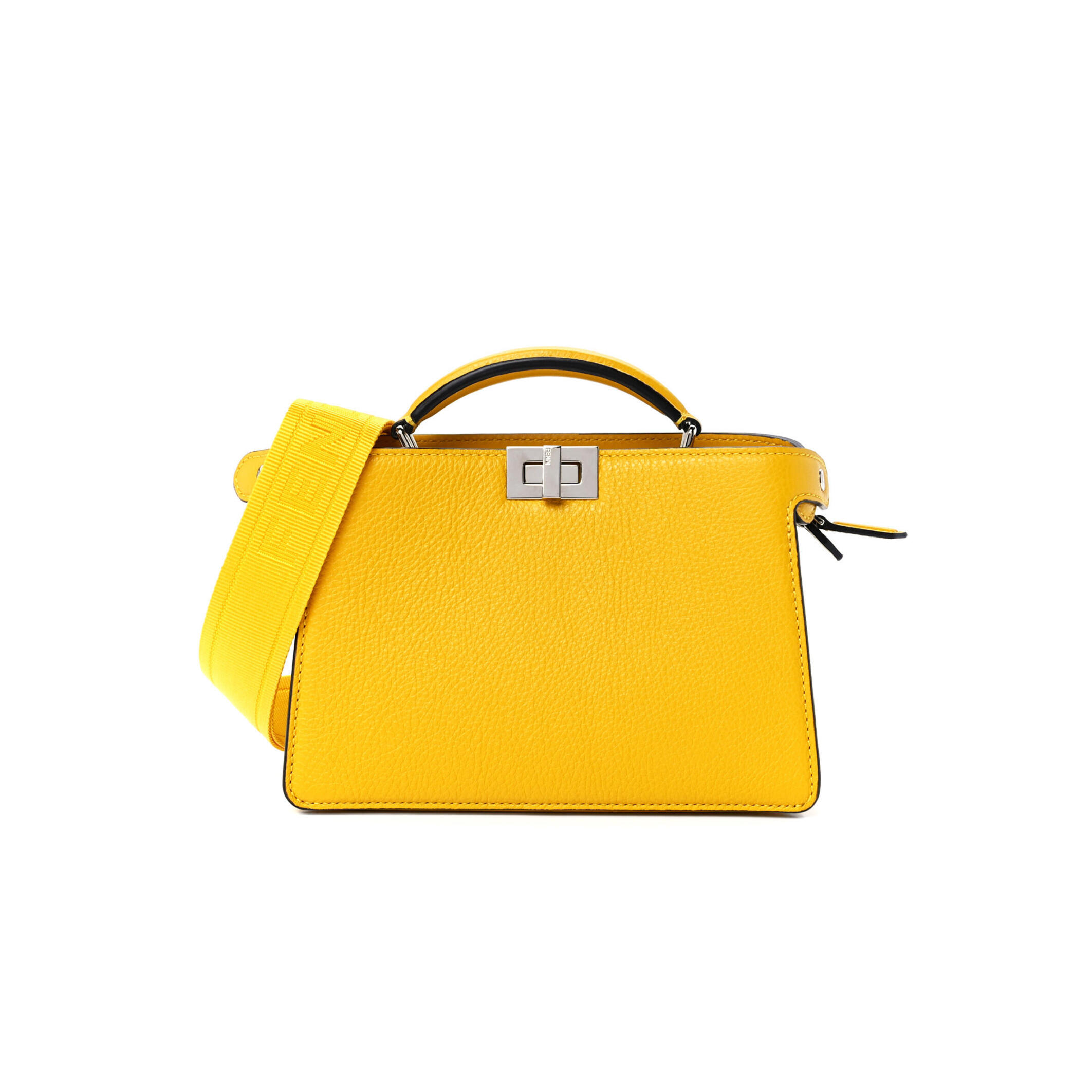 F**di CUOIO ROMANO VITELLO COVER BI-COLOR PEEKABOO I SEE U X CROSS SATCHEL SUNFLOWER STONE MIMOSA (23*14.5*6cm) Master Quality