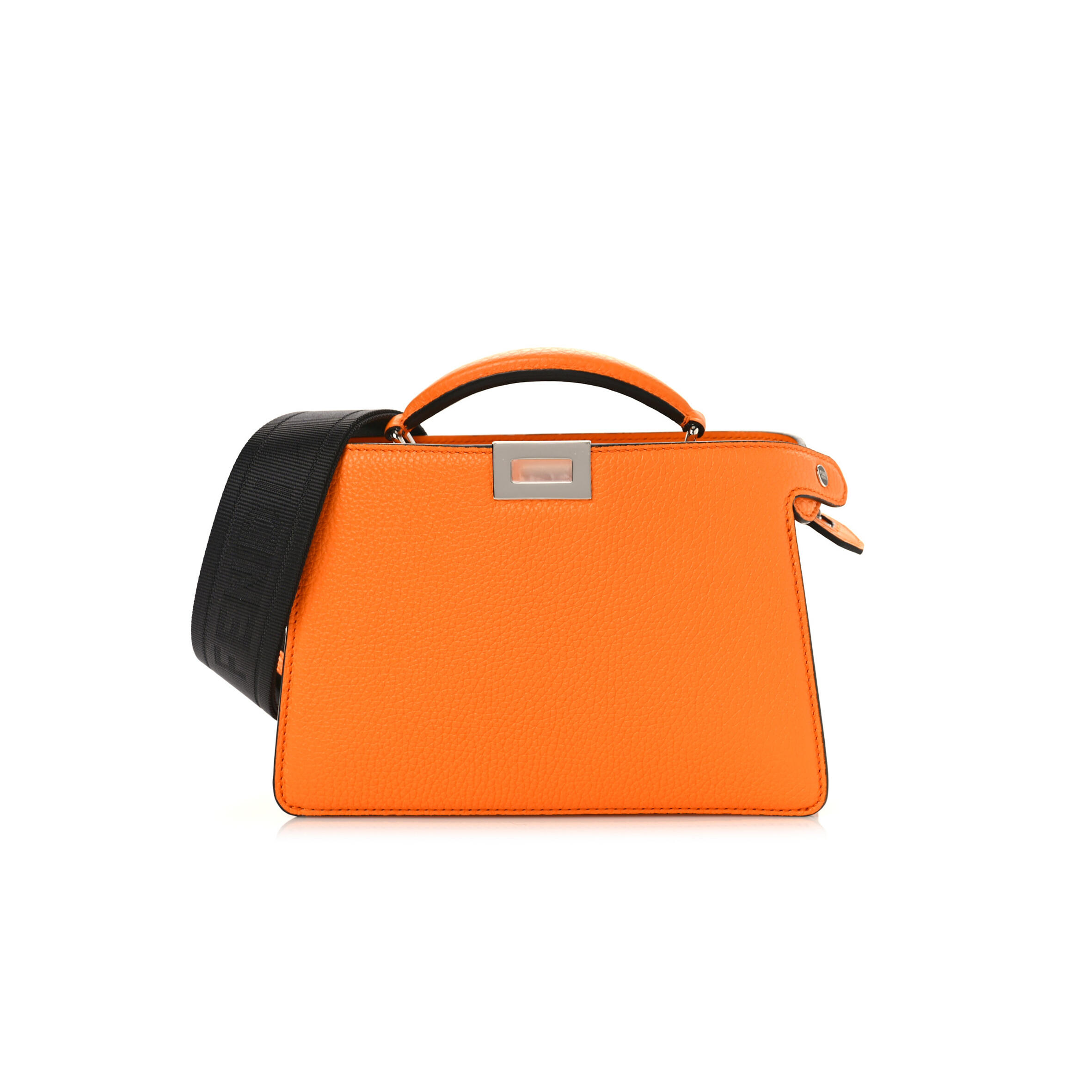 F**di CUOIO ROMANO VITELLO COVER BI-COLOR PEEKABOO I SEE U X CROSS SATCHEL ORANGE (23*14.5*6cm) Master Quality