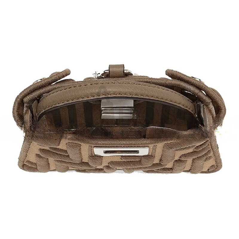 F**di CANVAS VITELLO VOLANATO FF EMBROIDERED PICO PEEKABOO CHARM SAND TARTUFO 7AR993AHWGF1F2U (13*10*5cm) Master Quality