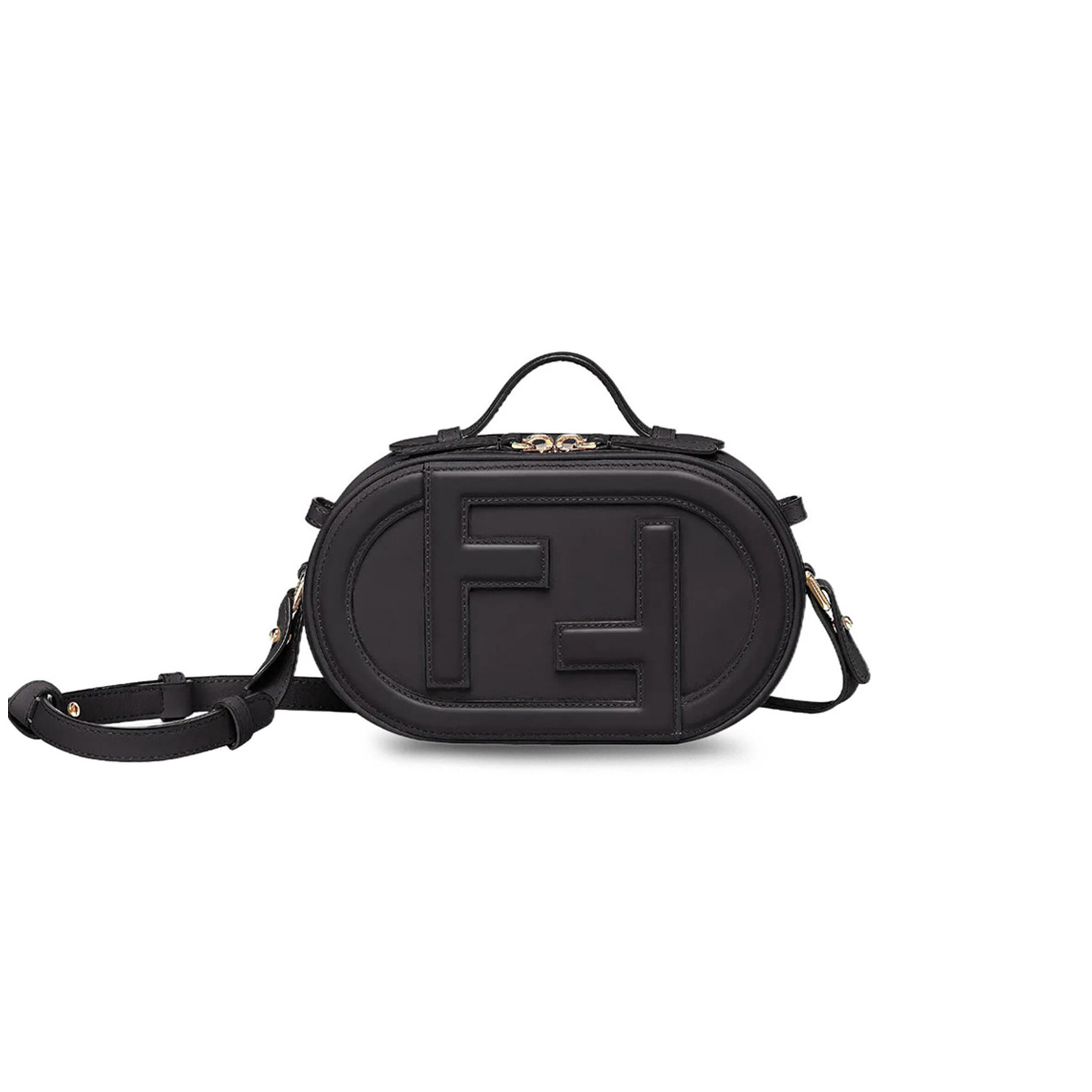 F**di VITELLO GRACE MATTE O'LOCK MINI CAMERA CASE LIGHT BLACK 8BS058A5DYF0KUR (21*13*8cm) Master Quality