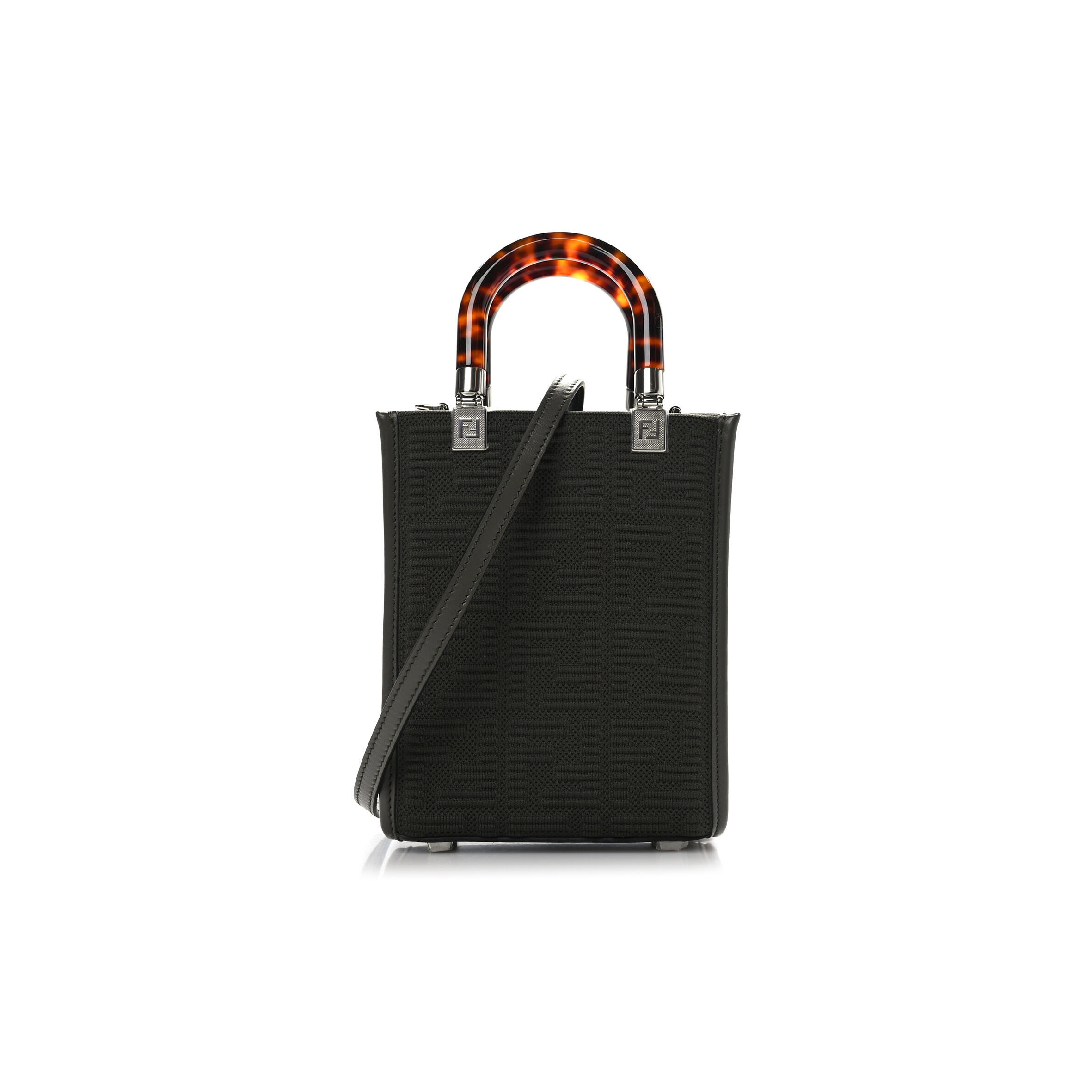 F**di TECHNICAL FABRIC VITELLO CEYLON PLEXIGLASS FF MINI F**di SUNSHINE SHOPPER TOTE WOOD (18*13*5cm) Master Quality