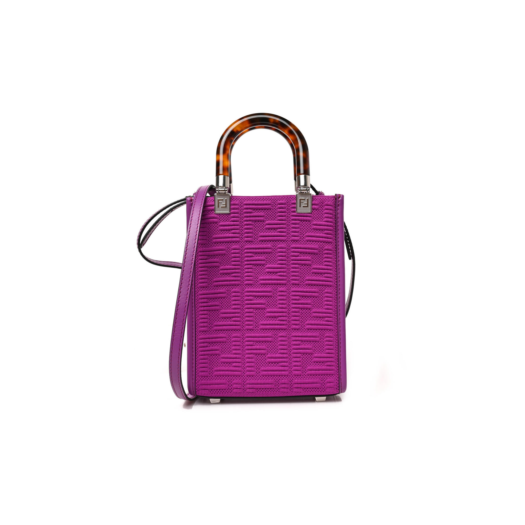 F**di TECHNICAL FABRIC VITELLO CEYLON PLEXIGLASS FF MINI F**di SUNSHINE SHOPPER TOTE BOUGANVILLE (18*13*6cm) Master Quality