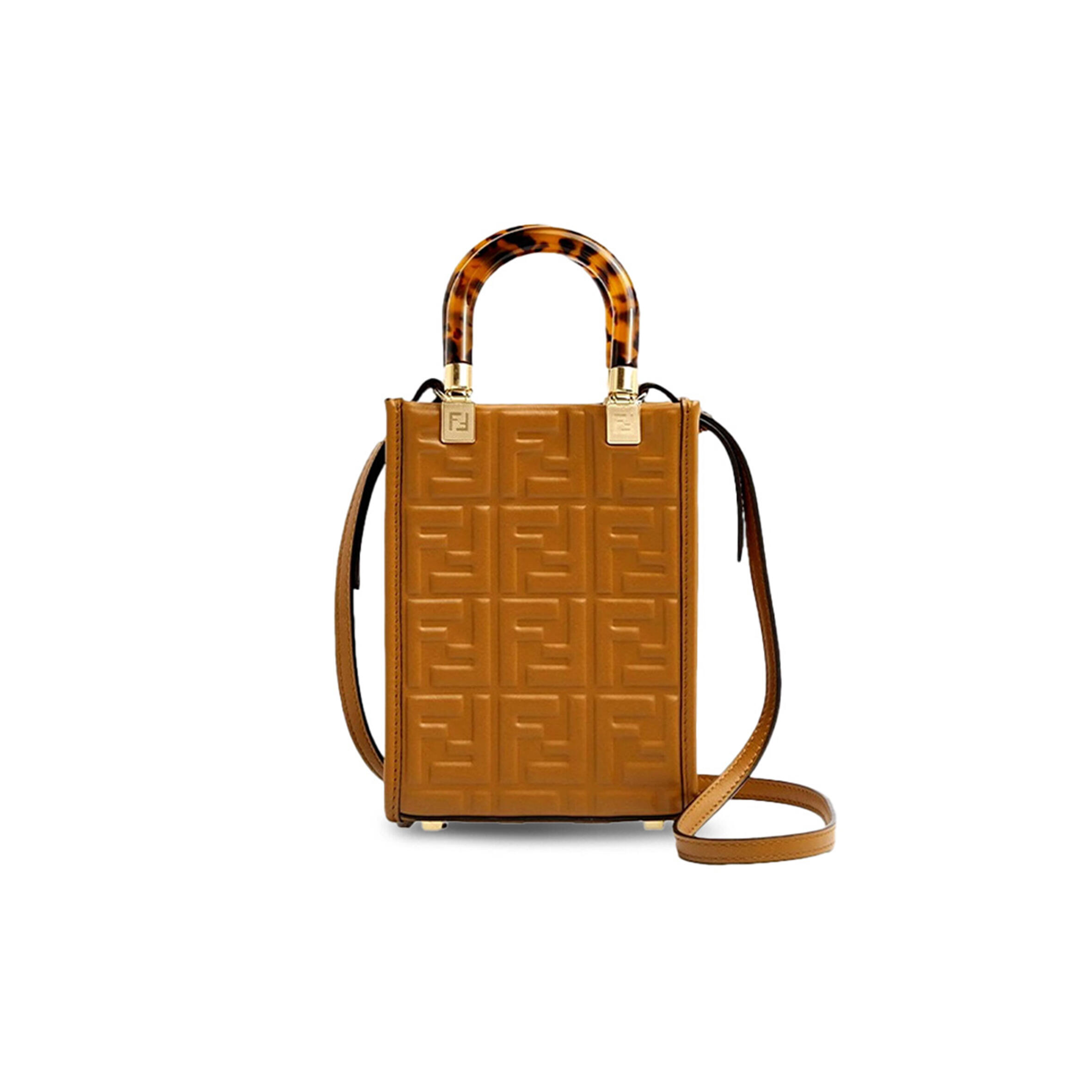 F**di FF ZUCCA LEATHER MINI SUNSHINE SHOPPER TOTE CROSSBODY BAG  (17*13*5cm) Master Quality