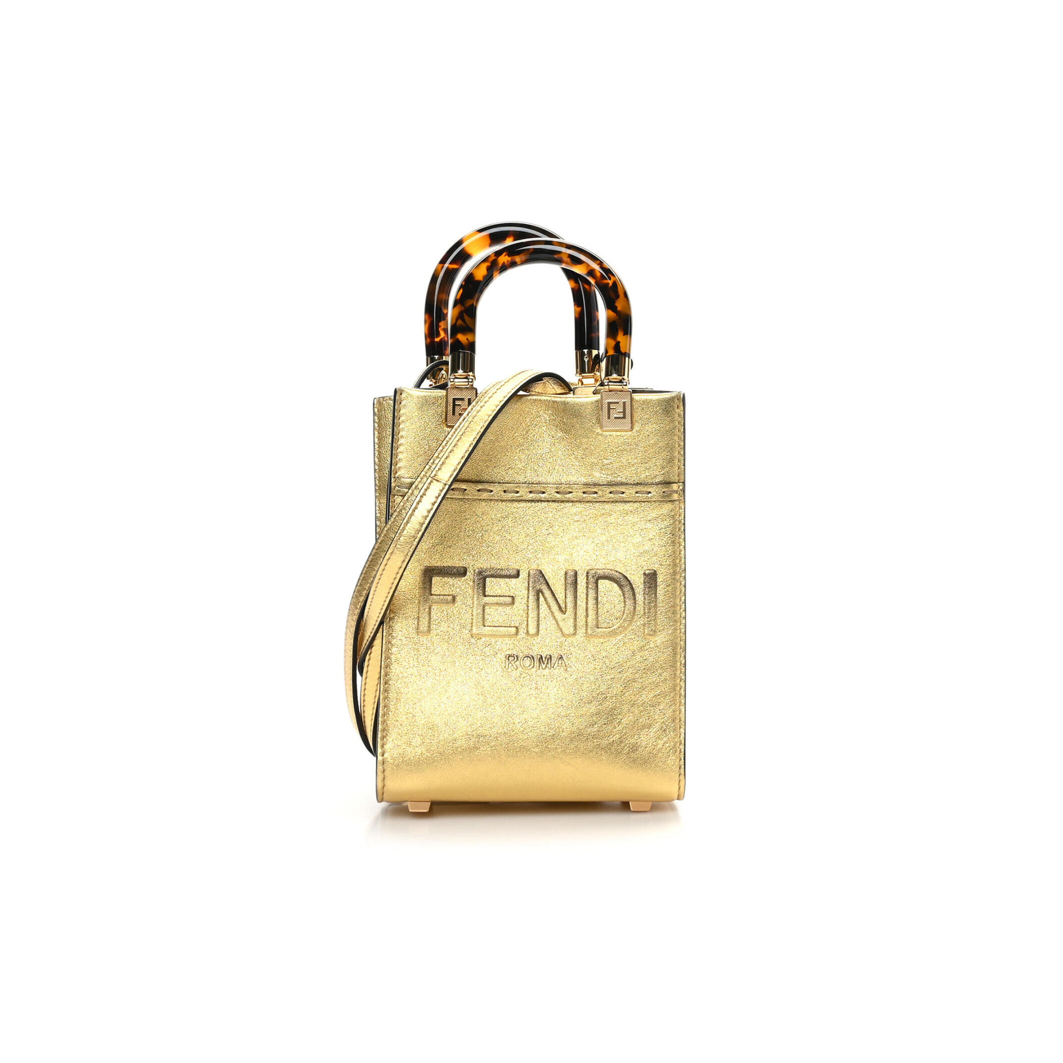 F**di MINI SUNSHINE SHOPPER TOTE GOLD 8BS051AJH7F1GNN (18*13*6m) Master Quality