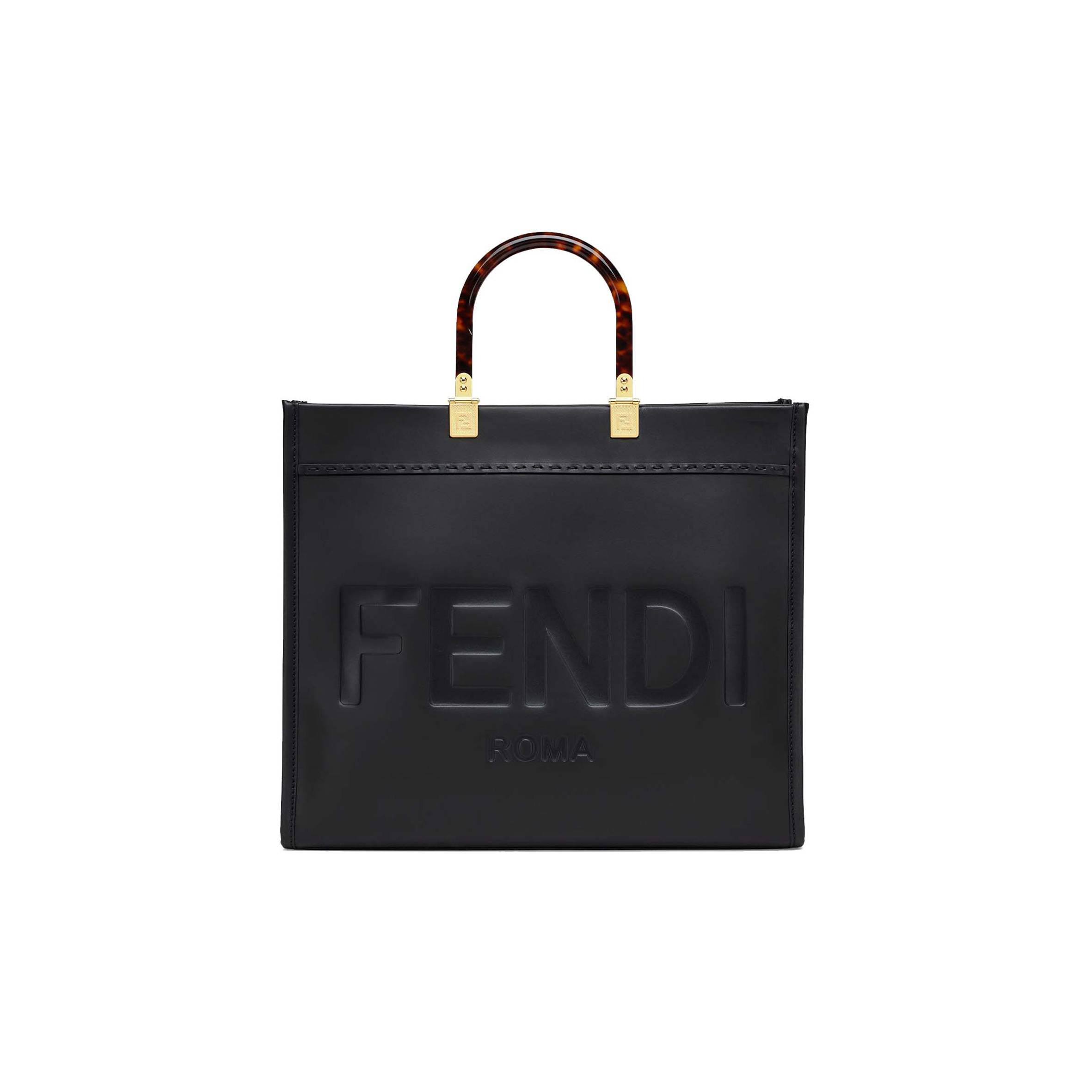 F**di SUNSHINE MEDIUM - BLACK LEATHER SHOPPER 8BH386ABVLF0KUR (35*31*17cm) Master Quality