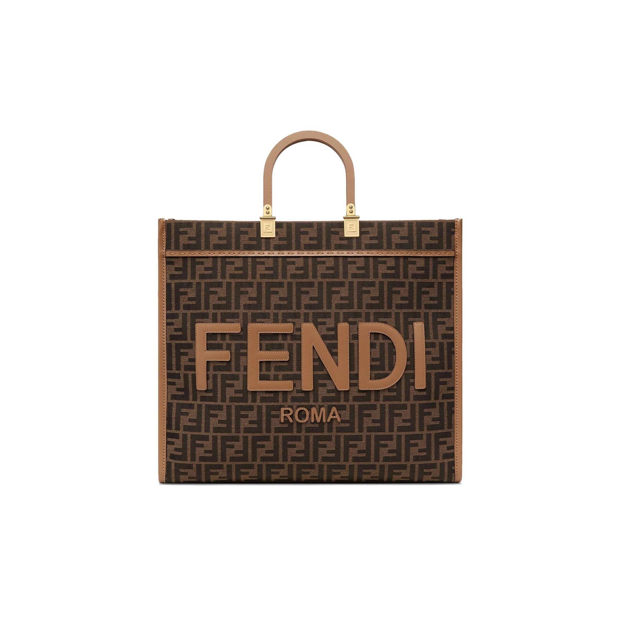 F**di SUNSHINE LARGE - BROWN FF JACQUARD FABRIC SHOPPER 8BH372ALVYF1GE3 (40.5*35*21.5cm) Master Quality
