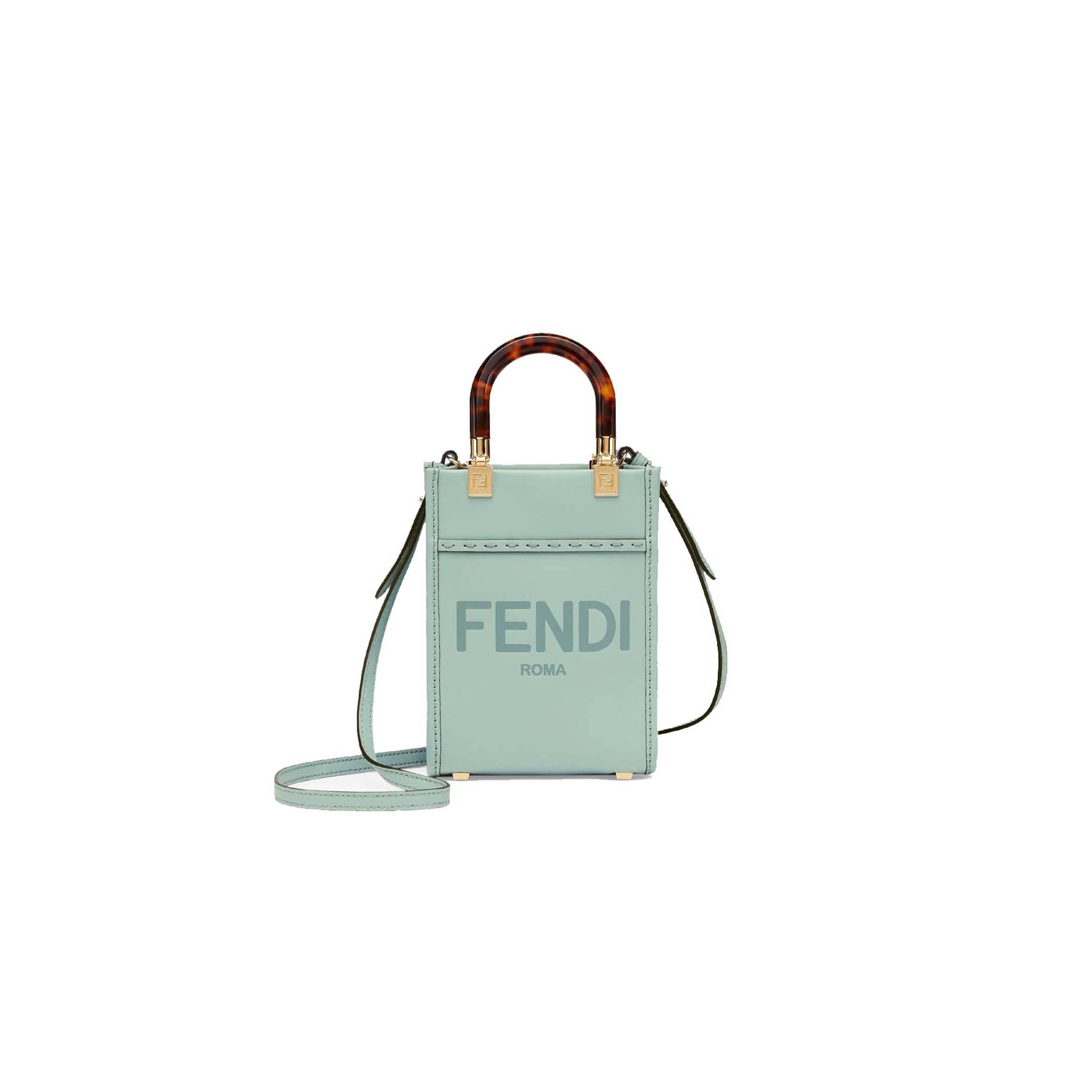 F**di MINI SUNSHINE SHOPPER - MINT GREEN LEATHER MINI-BAG 8BS051ABVLF03HW (18*13*6.5cm) Master Quality