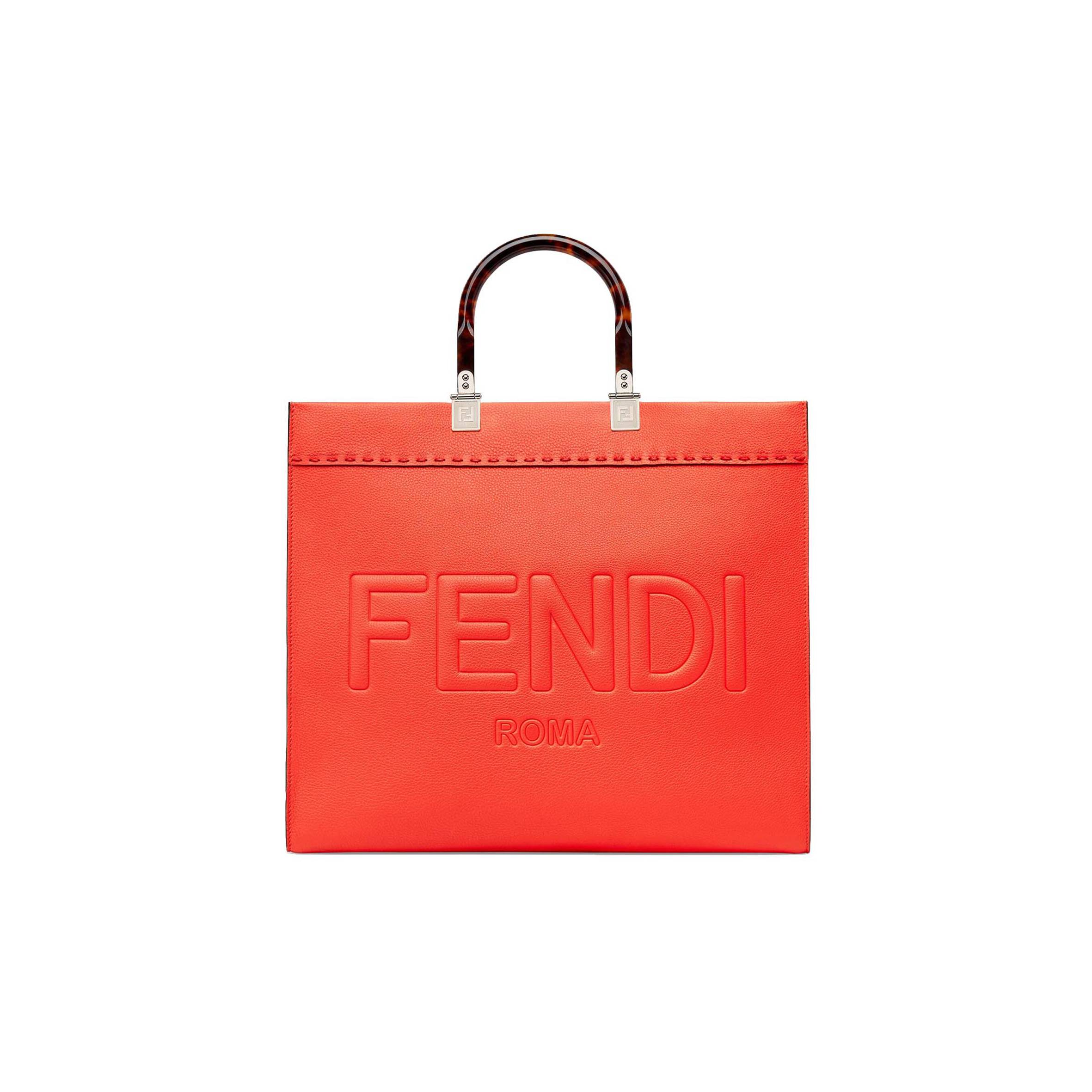 F**di SUNSHINE MEDIUM - RED FULL GRAIN LEATHER SHOPPER 8BH386ALFYF0H46 (35*31*17cm) Master Quality