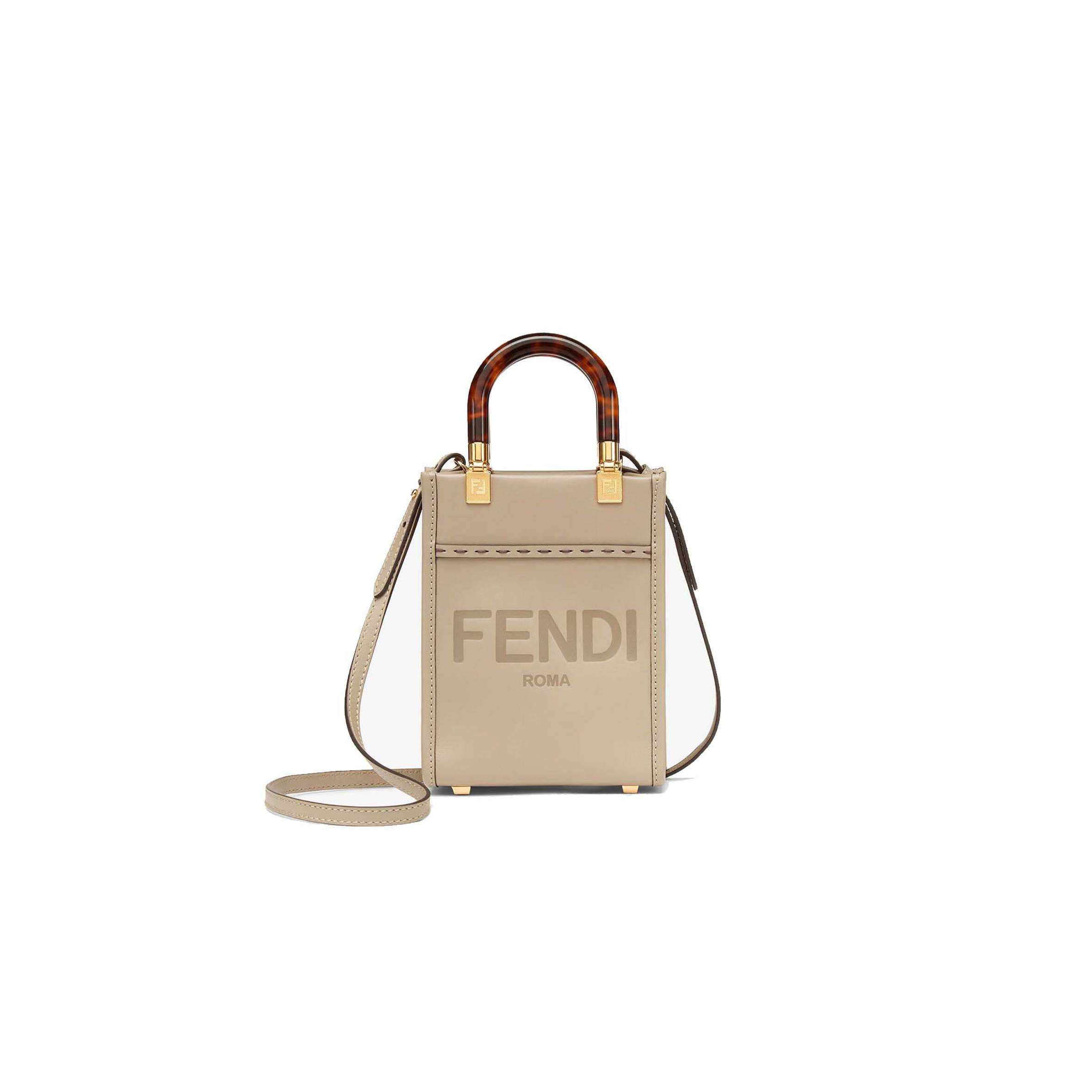 F**di MINI SUNSHINE SHOPPER - DOVE-GRAY LEATHER MINI-BAG 8BS051ABVLF0E65 (18*13*6.5cm) Master Quality