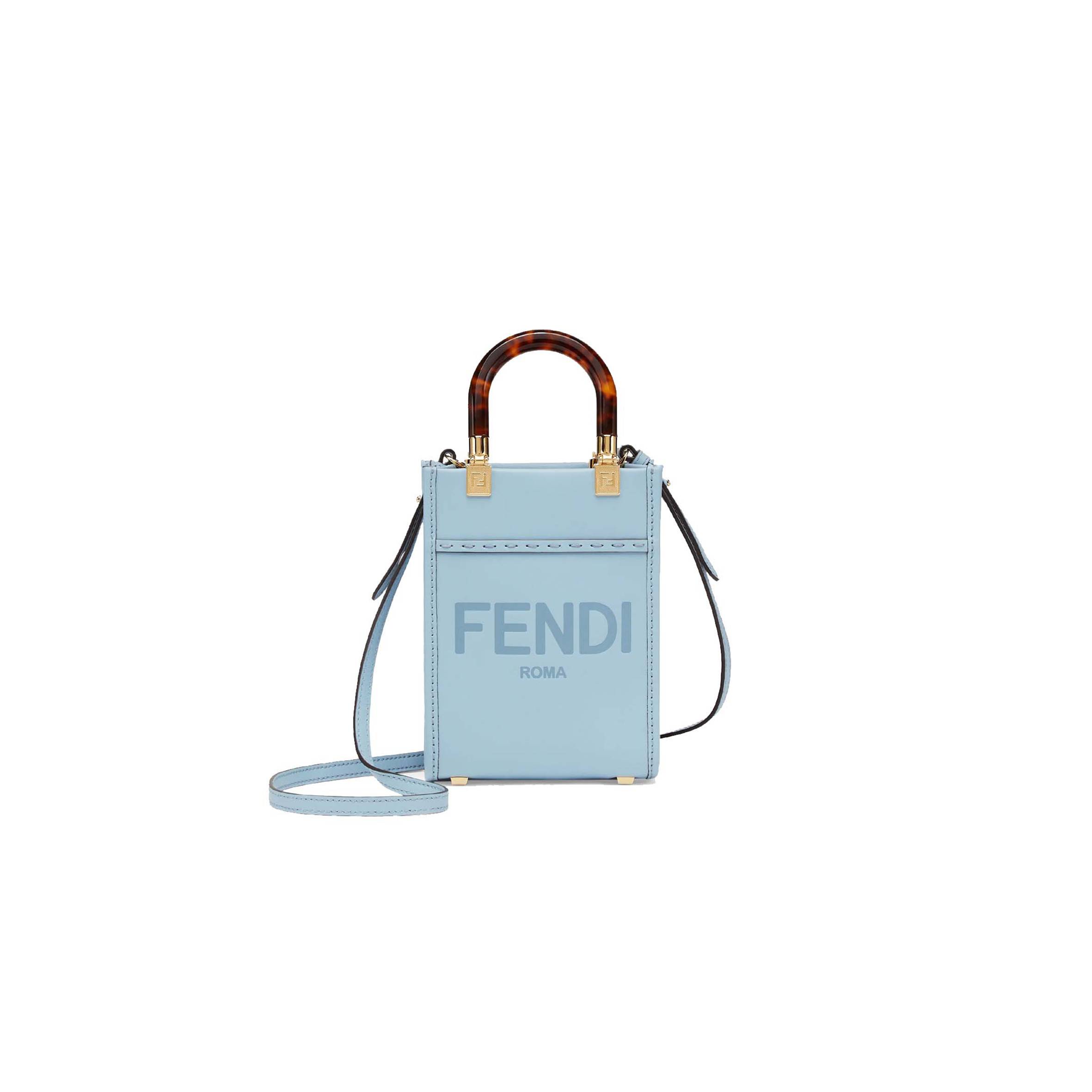 F**di MINI SUNSHINE SHOPPER - LIGHT BLUE LEATHER MINI BAG 8BS051ABVLF1993 (18*13*6.5cm) Master Quality