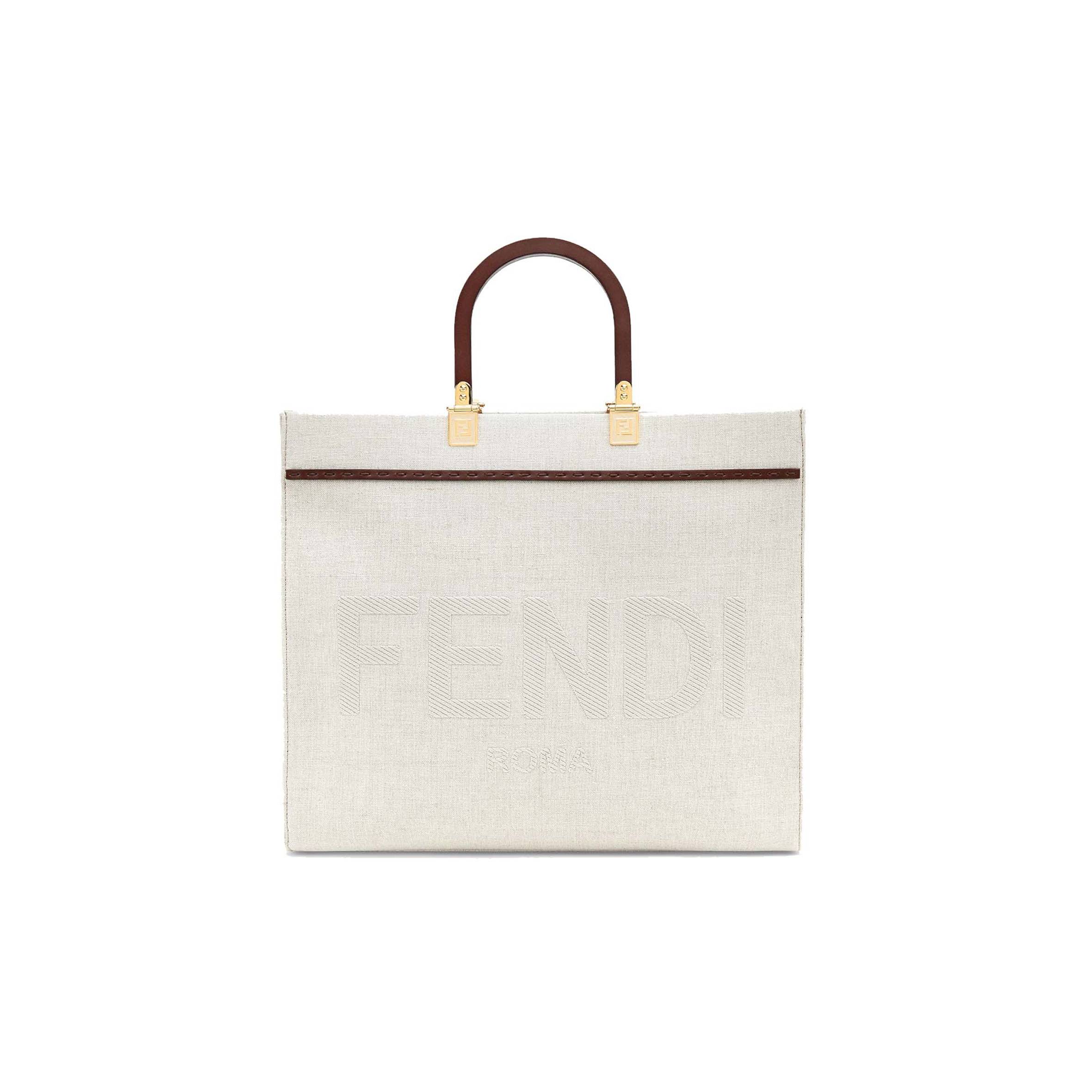 F**di SUNSHINE MEDIUM - WHITE CANVAS SHOPPER 8BH386AKBSF1HOC (35*31*17cm) Master Quality