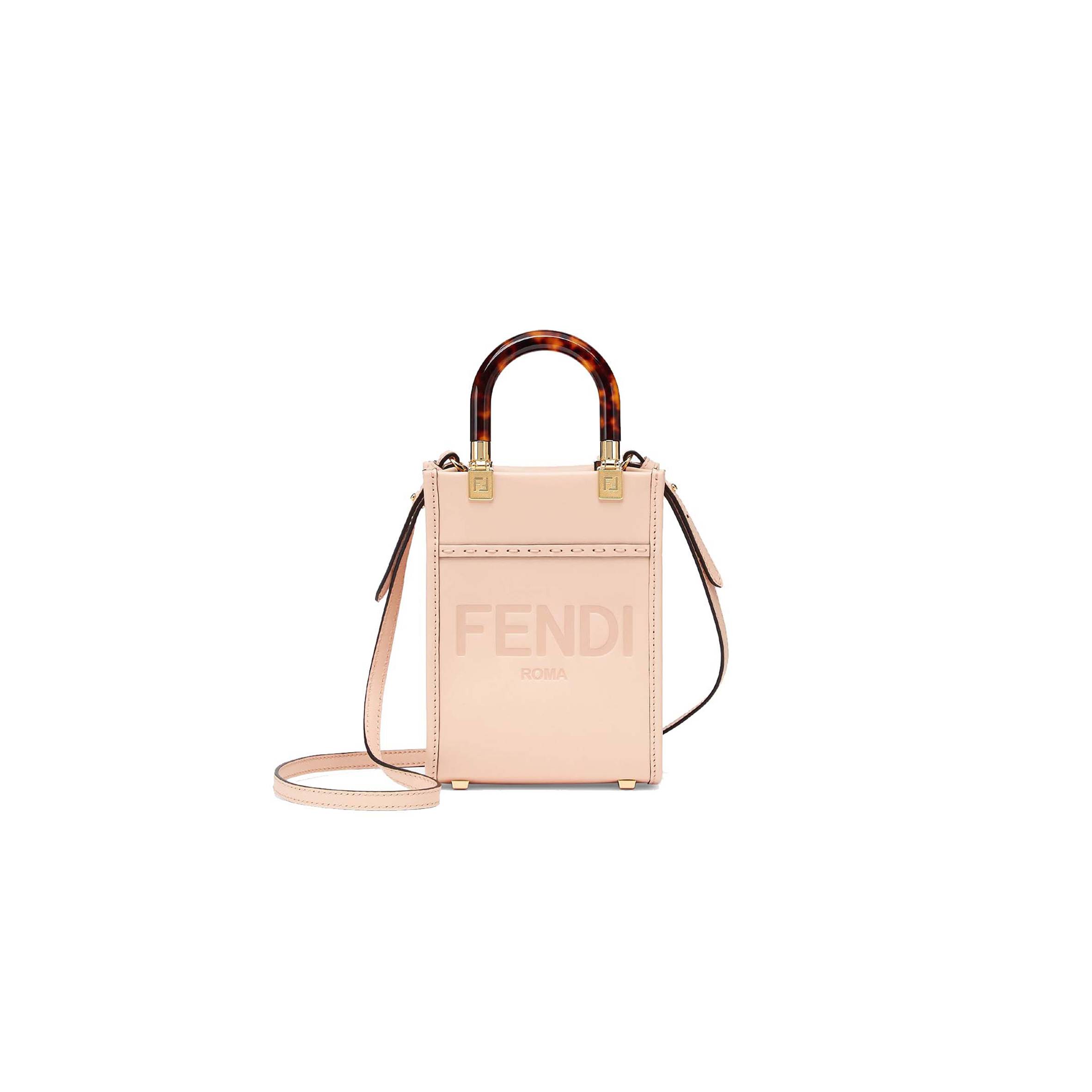 F**di MINI SUNSHINE SHOPPER - PALE PINK LEATHER MINI BAG 8BS051ABVLF1HDG (18*13*6.5cm) Master Quality
