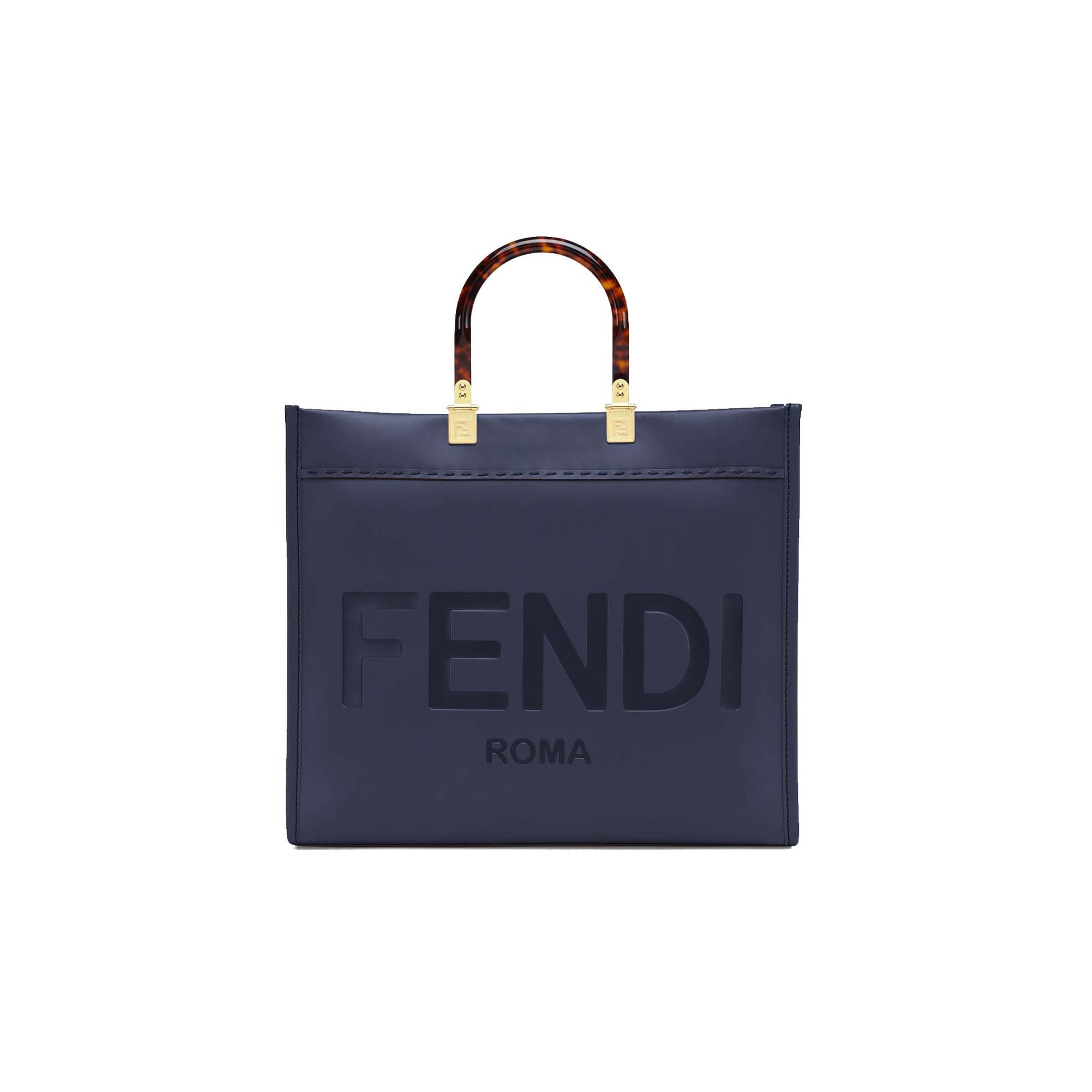 F**di SUNSHINE MEDIUM - DARK BLUE LEATHER SHOPPER 8BH386ABVLF1998 (35*31*17cm) Master Quality