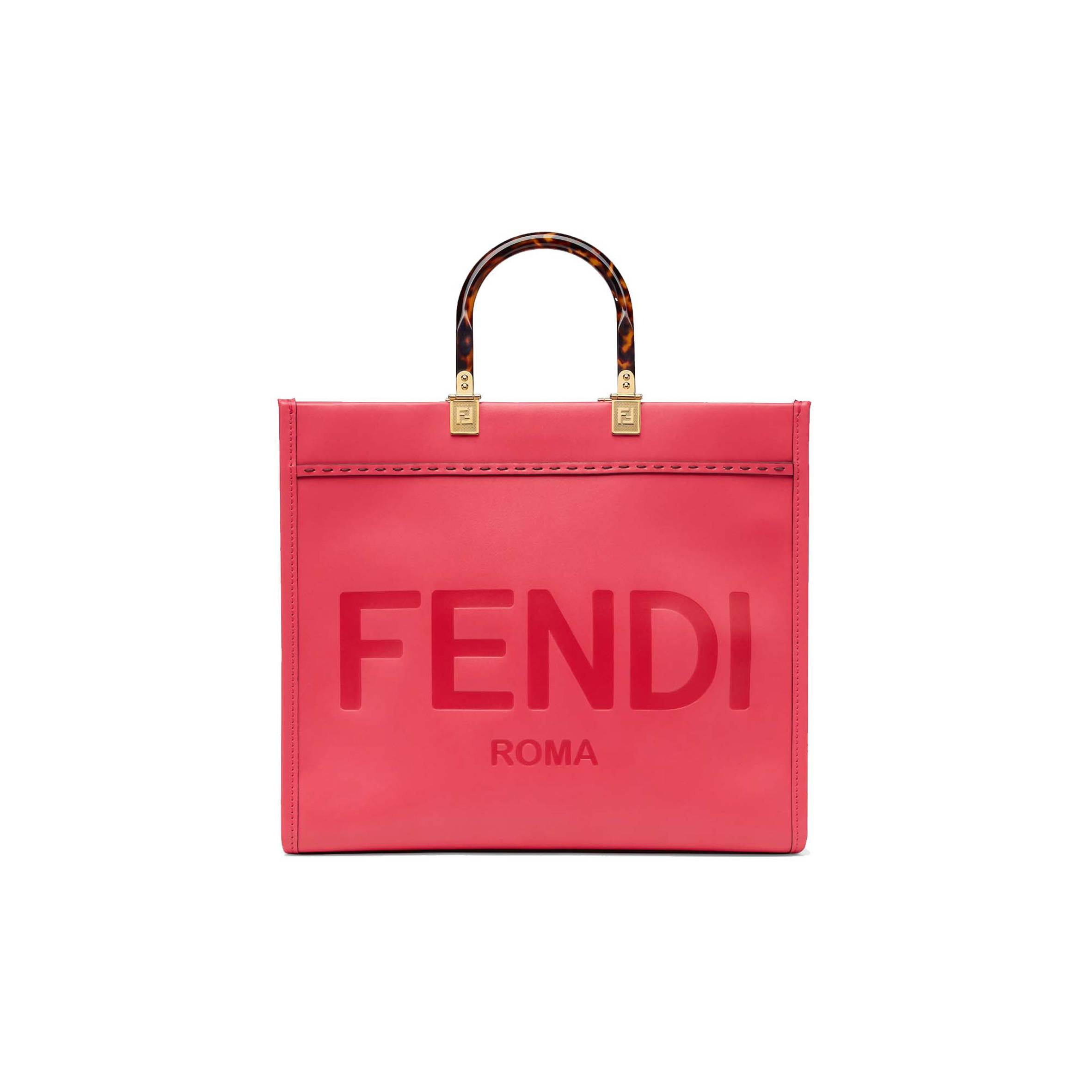 F**di SUNSHINE MEDIUM - FUCHSIA LEATHER SHOPPER 8BH386ABVLF1HB7 (35*31*17cm) Master Quality