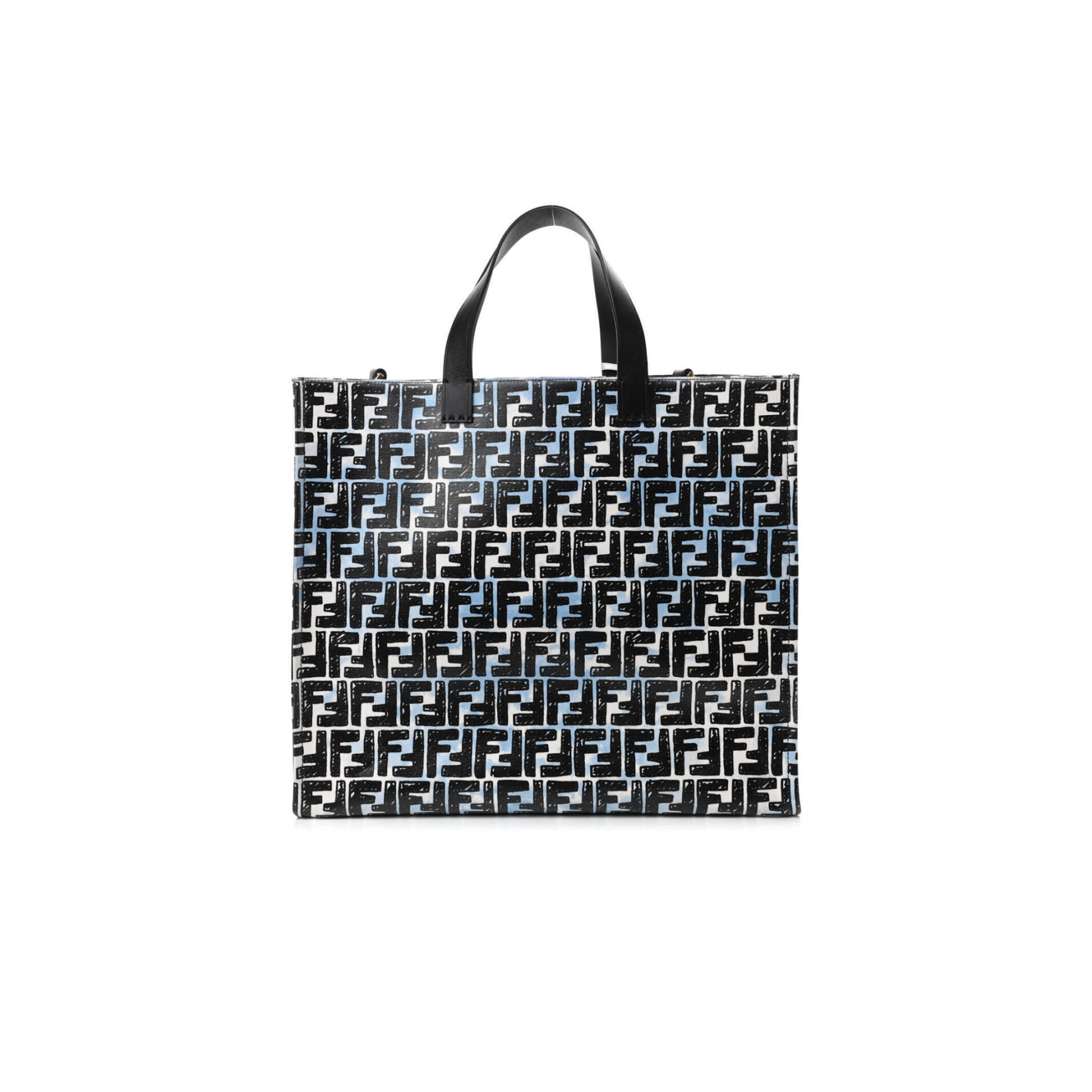 F**di X JOSHUA VIDES COATED CANVAS FF CLOUDY SHOPPING TOTE WHITE CELESTE BLACK (39*35*19cm) Master Quality