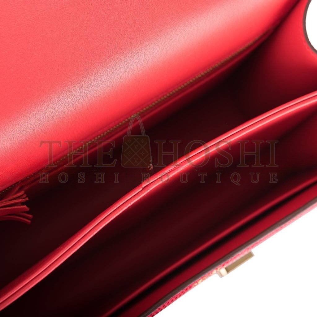 H**me5 MASTER CONSTANCE 24 ROUGE EXOTIQUE LIZARD NILOTICUS GOLD HARDWARE (24cm) Master Quality