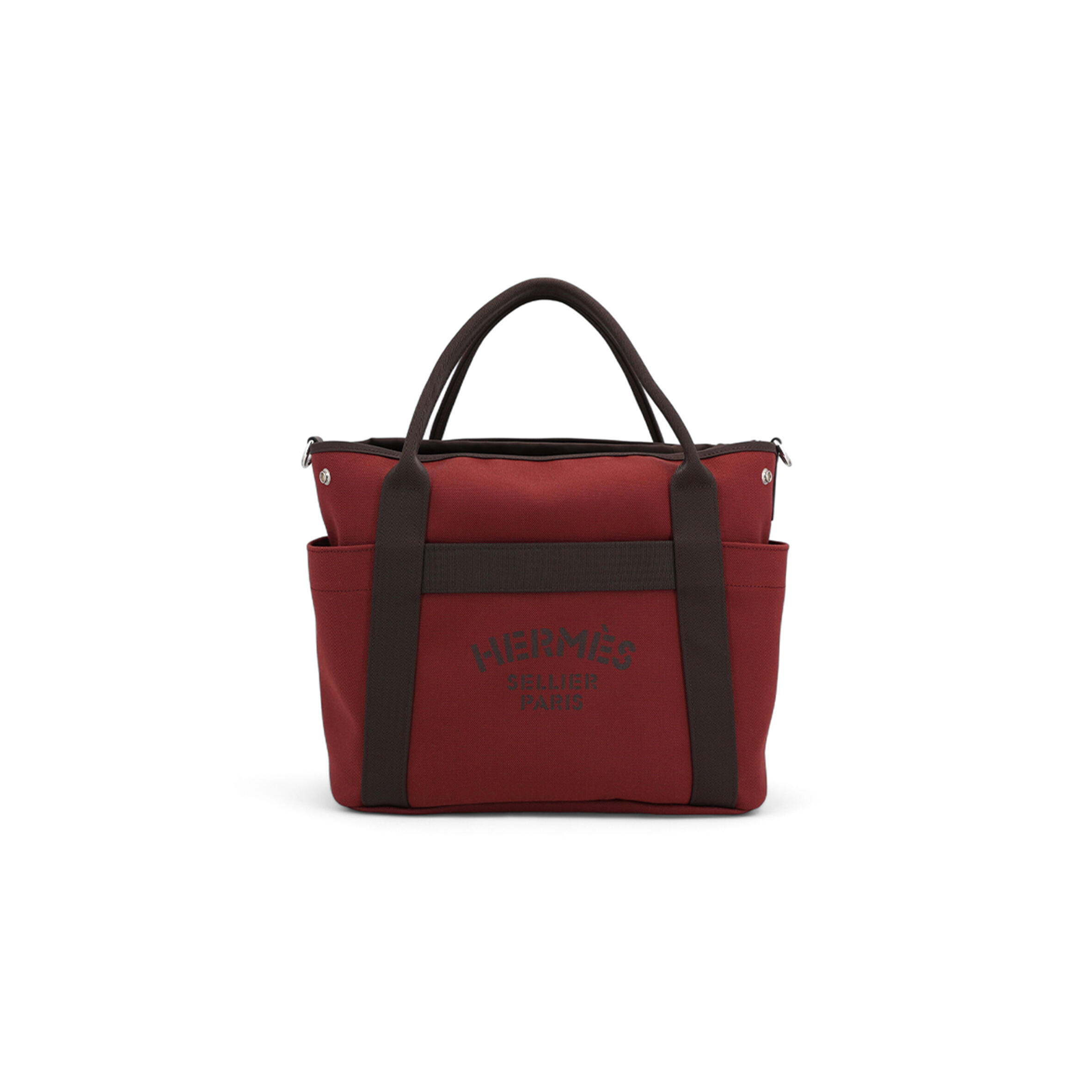 H**me5 MASTER SAC DE PANSAGE TOTE BAG 55 IN ROUGE H CANVAS WITH SILVER BUCKLE (48*35*27cm) Master Quality