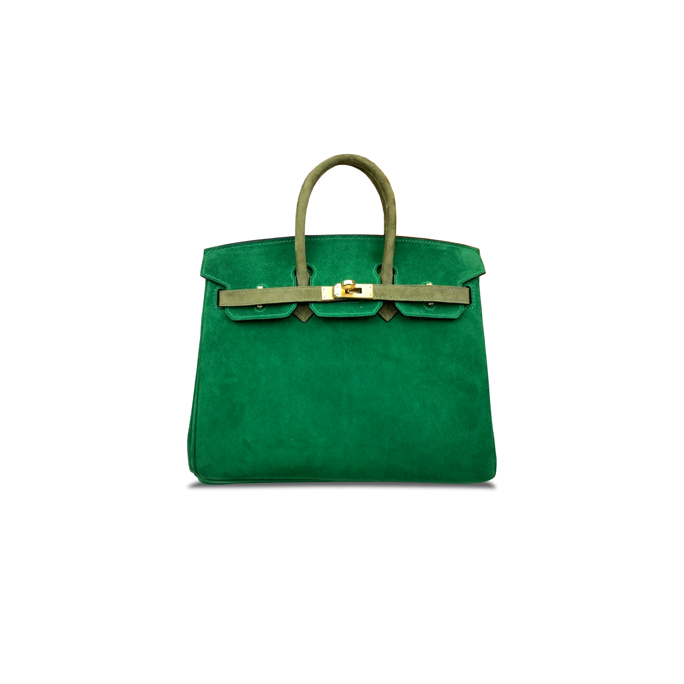 H**me5 BIRKIN 25 CHAMOIS BAMBOO GREEN AND JUNGLE GREEN HORSESHOE PRINT GOLD BUCKLE H028369CC90 (25*20*13cm) Master Quality