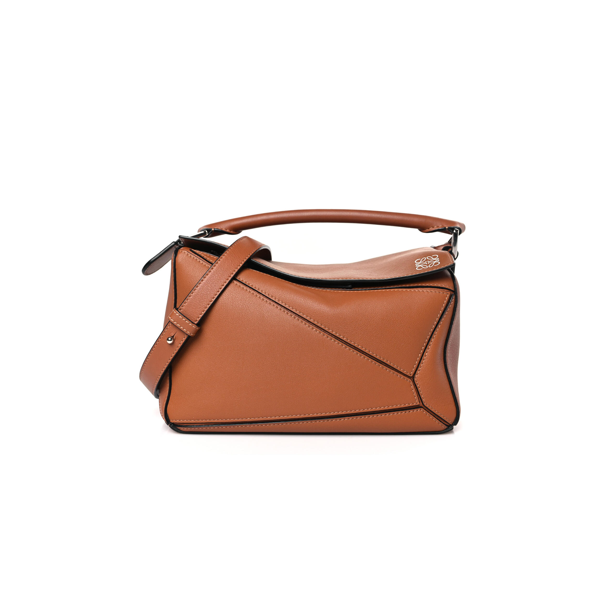 L0ew* CALFSKIN SMALL PUZZLE BAG TAN (24*16.5*10.5cm) Master Quality