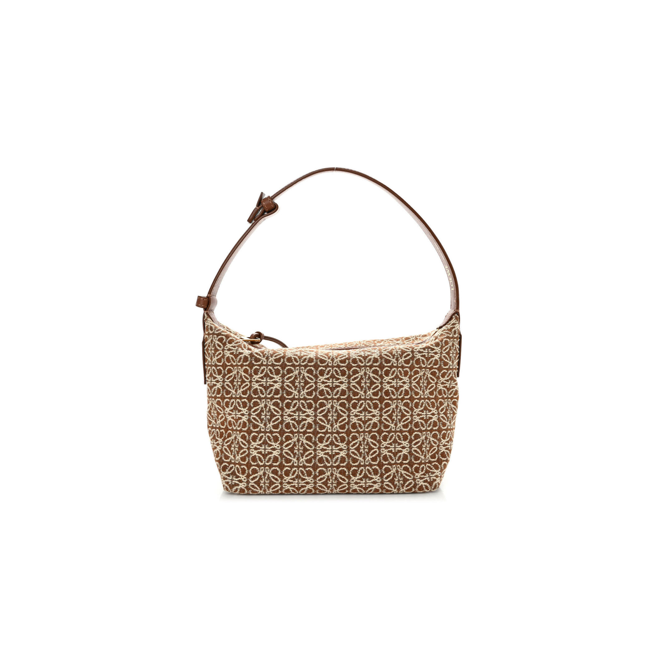 L0ew* JACQUARD ANAGRAM CALFSKIN SMALL CUBI BAG TAN PECAN (20*18*13cm) Master Quality